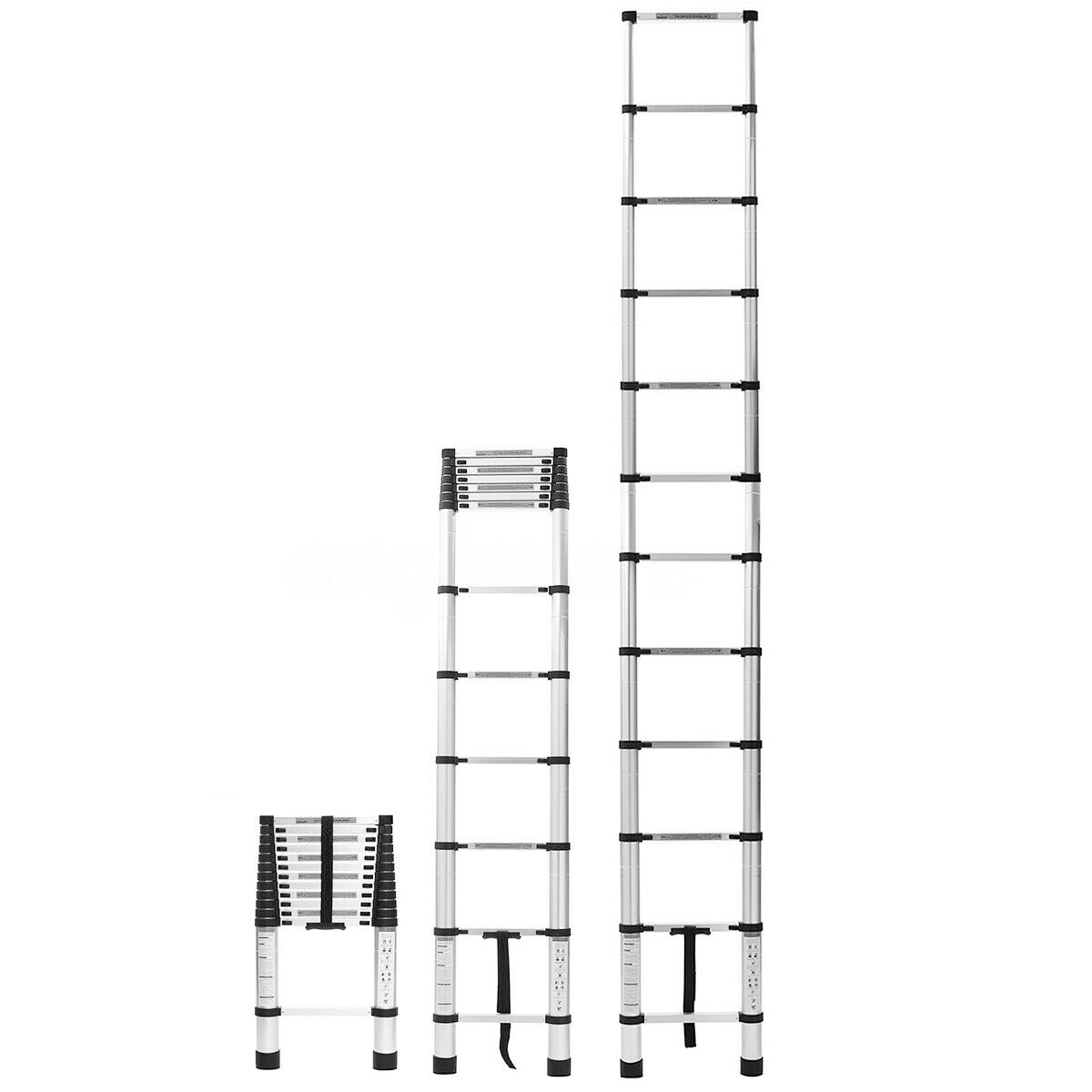 10.5/12.5/14.5FT Aluminum Non-Slip Telescoping Ladder Extension Folding Ladders