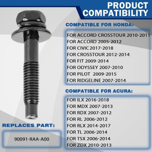 5-Piece Air Filter Housing Screw Set Compatible with Accor Size: 90091-RAA-A00