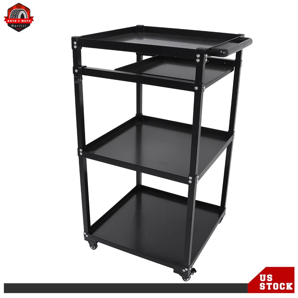 3-layers Av Cart Rolling Projector Cart Shelf Laptop Printer Storage Cabinet