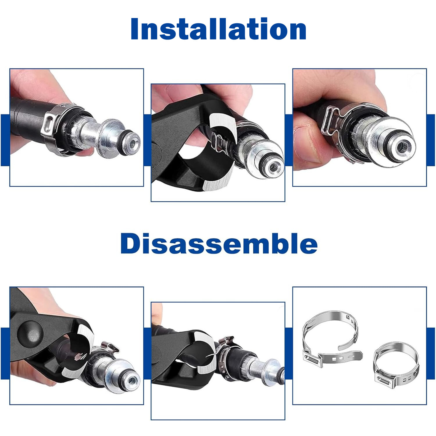 100/260X High Pressure Fuel Hose Clamps Stepless Stainless Steel Single Ear Clip