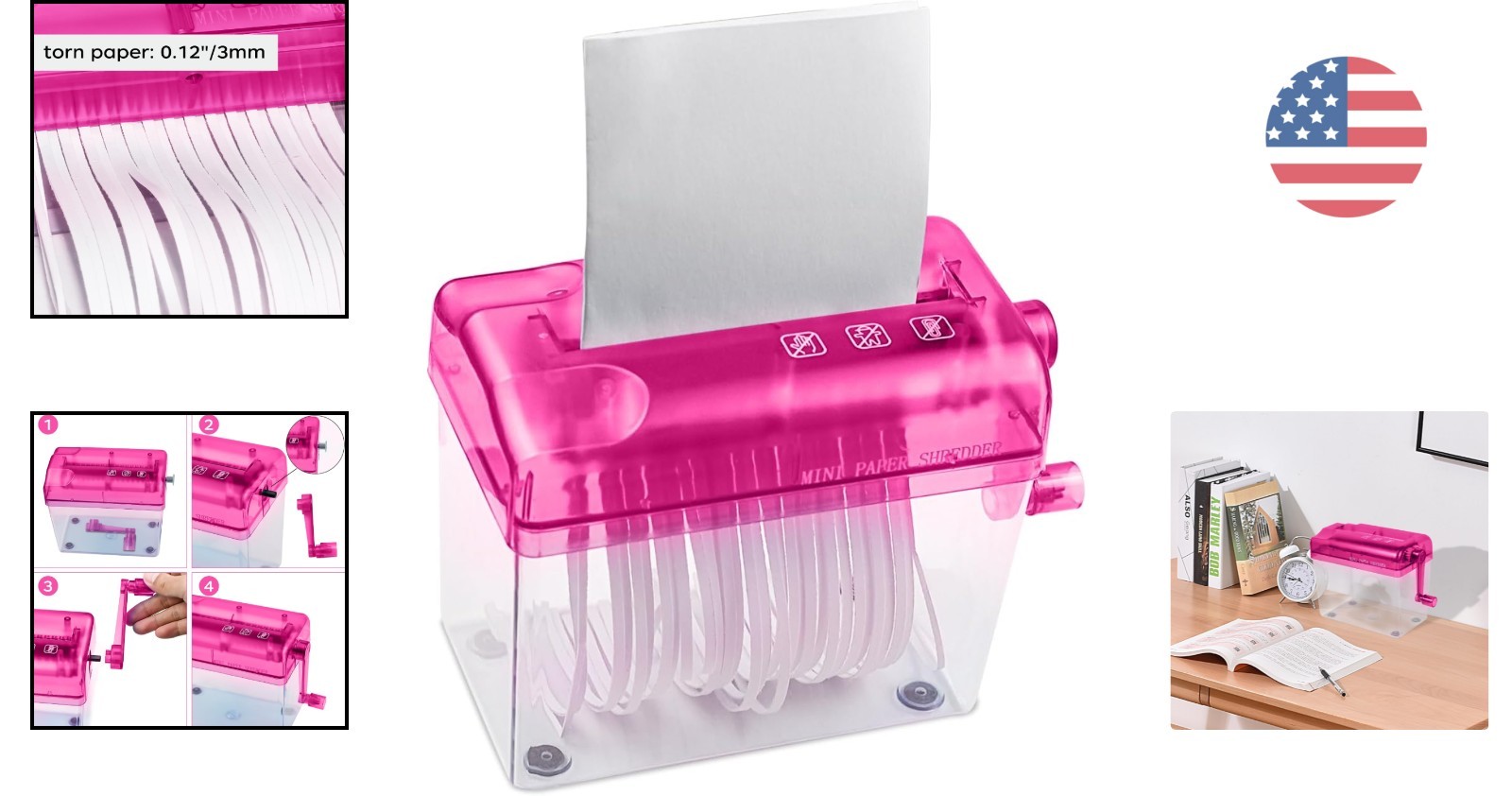 Portable Hand-Powered Shredder – Quiet Operation & 1L Capacity in Delightful Red
