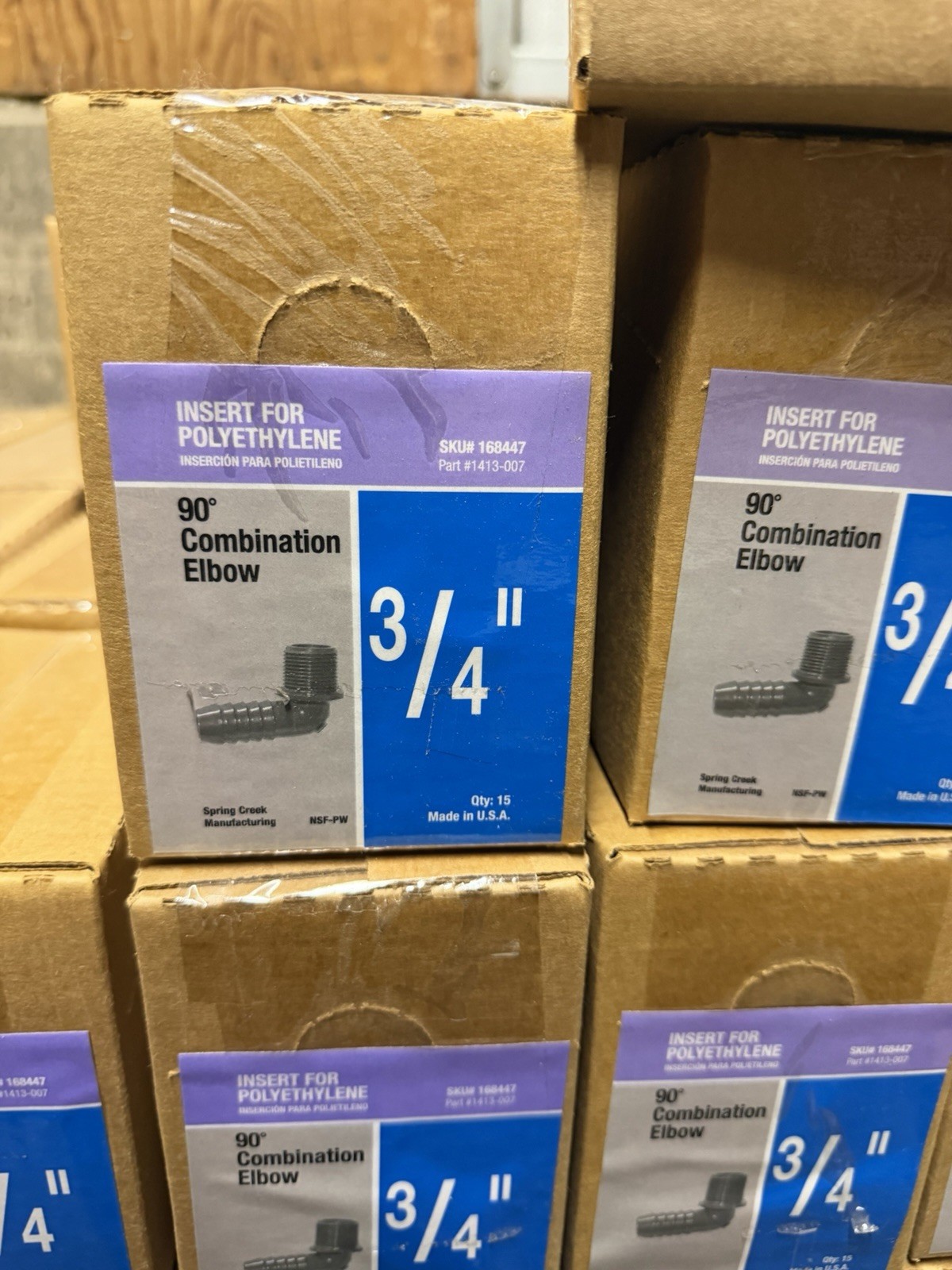 Poly Inserts | 90 Degree Combination Elbow 3/4” | Qty. 15 | One Box