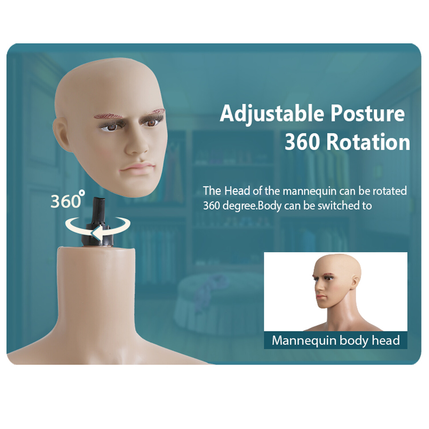 Male Mannequin Full Body Dress Form Sewing Dress Model Mannequin Stand 73 inch