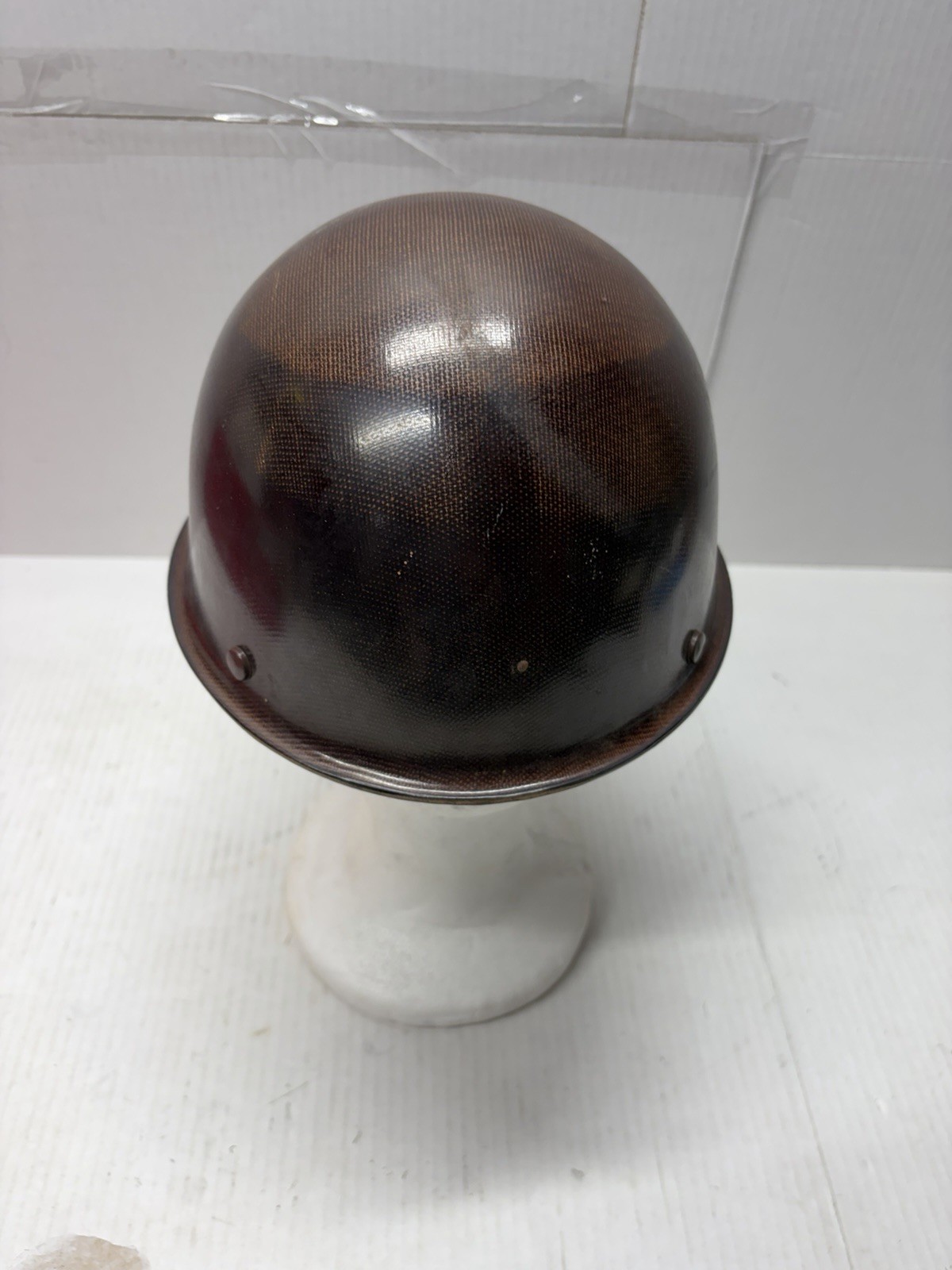 Vintage 1969 MSA Skullgard Fiberglass Brown Hard Hat USA Great Con Class A