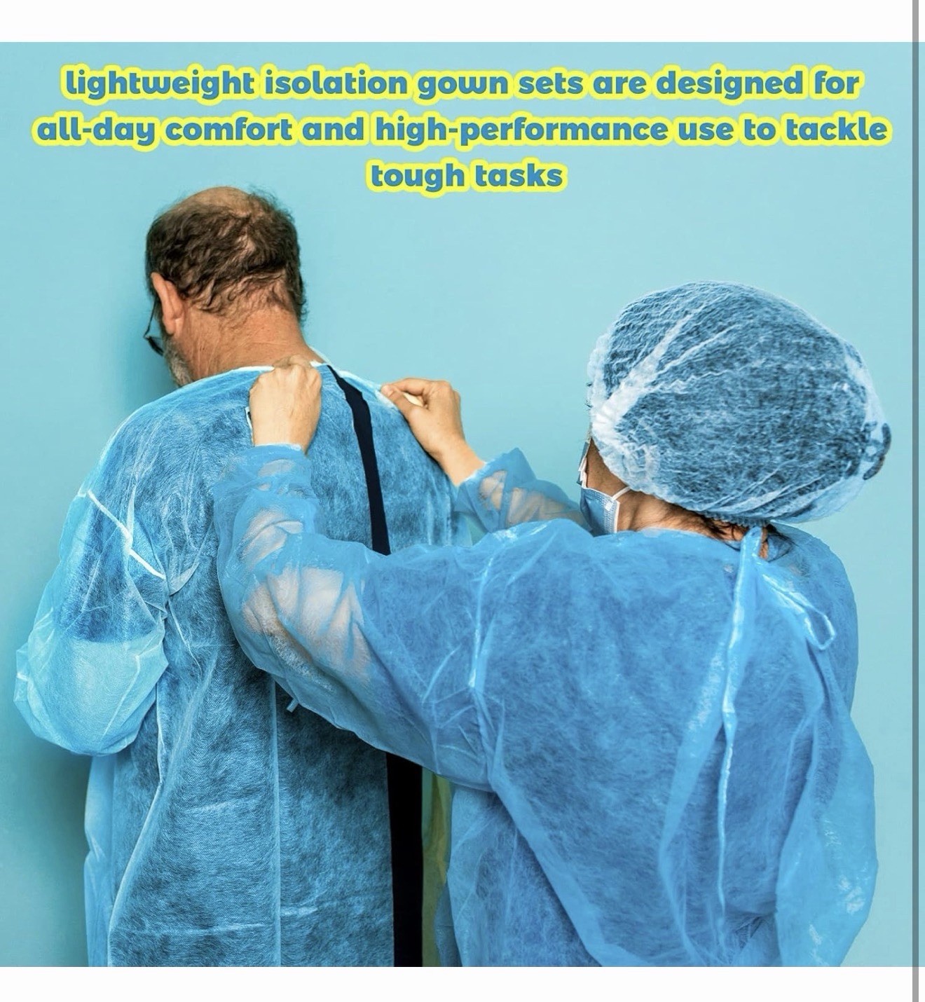 Xuhal 100 Set Disposable Isolation Gowns Set PPE Gowns Disposable and Non Woven