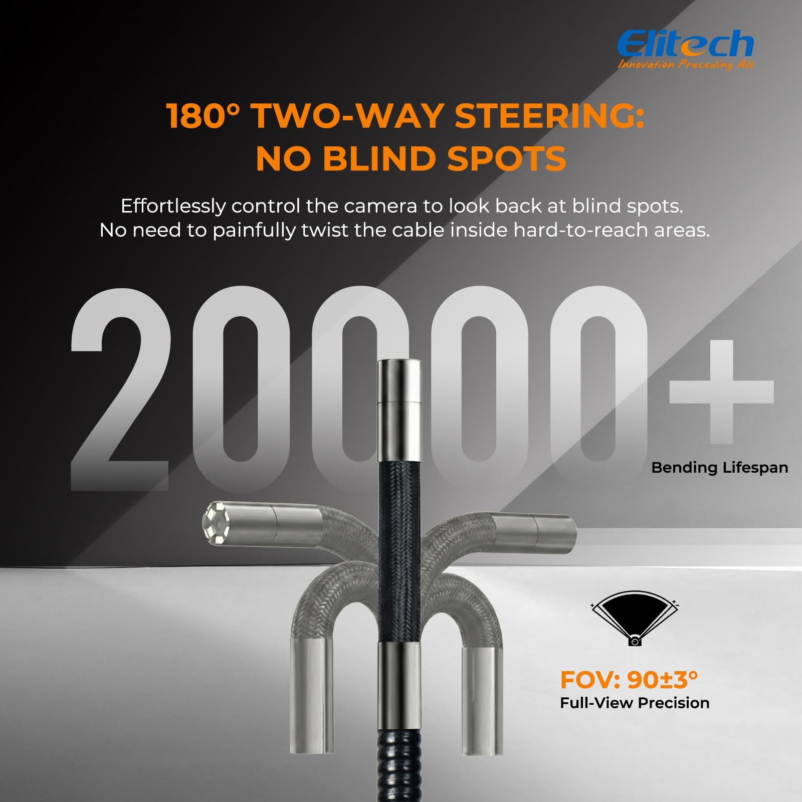 Elitech Articulating Borescope with Light, 6mm/0.24in Inspection Camera