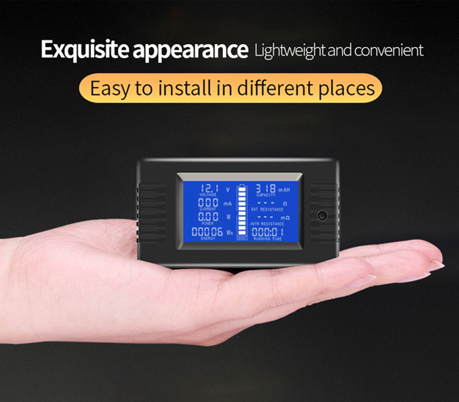 DC Battery Monitor Meter 100A/200A/300A 0-200V LCD Display Amp for Car RV Solar