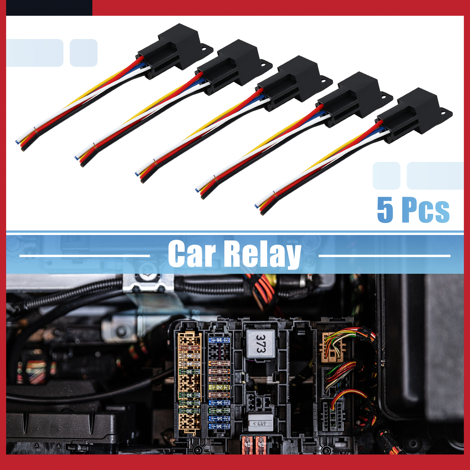 Universal 24V 40A SPDT Car Relay 5 Pin 5 Wires w/ Harness Socket Plug Pack of 5