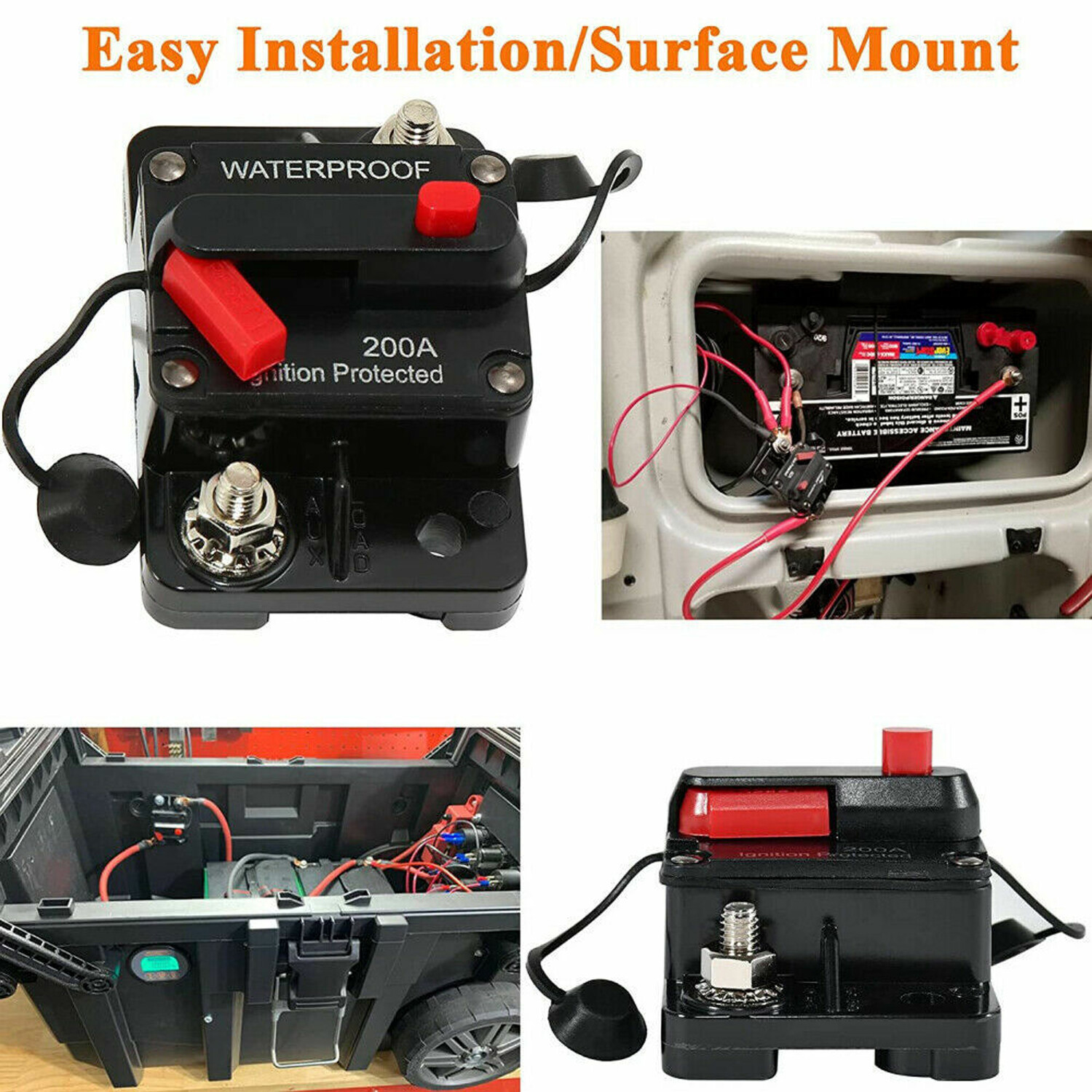 Waterproof Car Circuit Breaker Fuse Reset 30-300 Amp 12V-24V DC Car Boat Auto