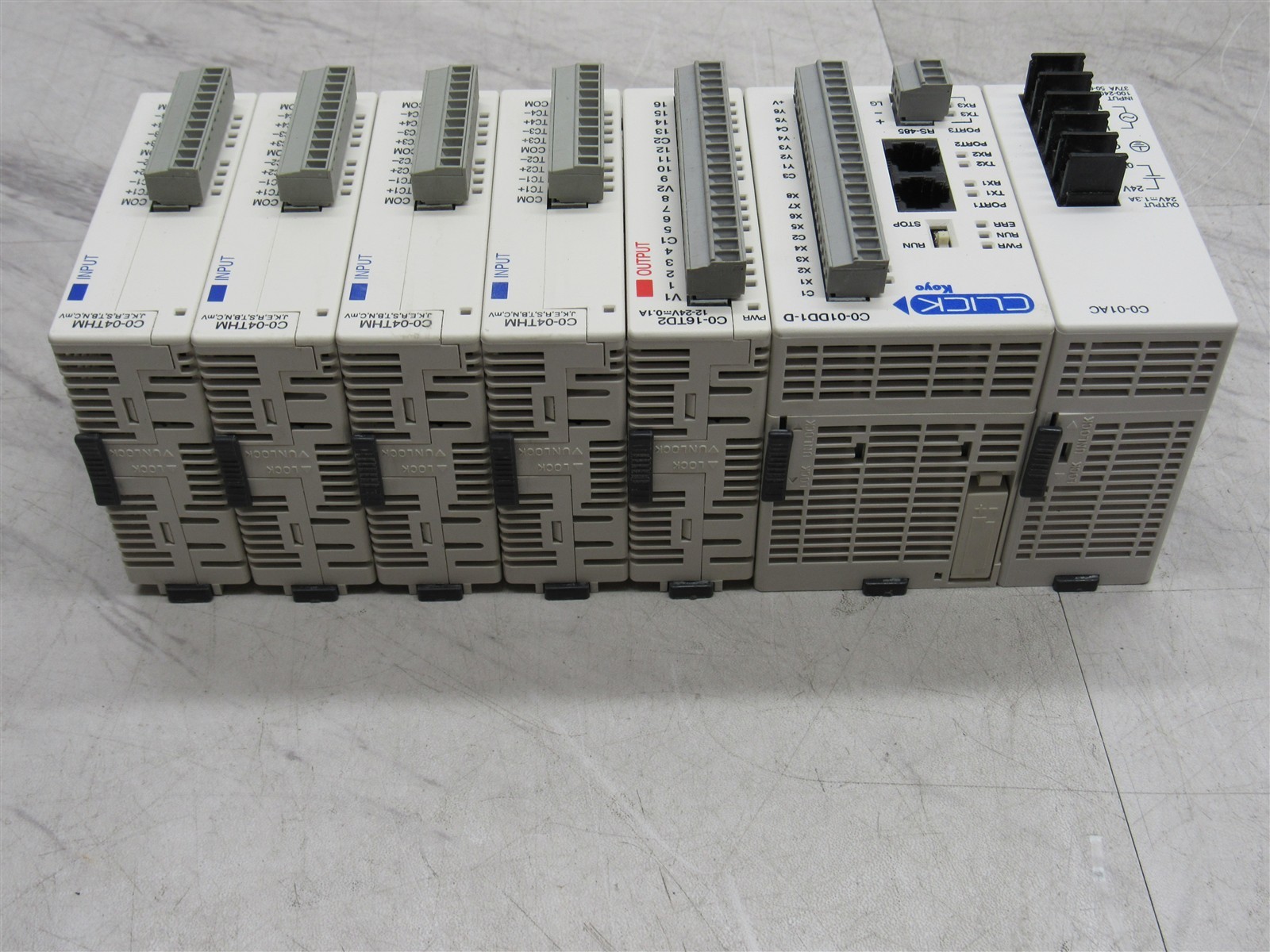 7 LOT Automation Direct 4x C0-04THM 1x C0-16TD2, C0-01-DD1-D, C0-01AC Modules