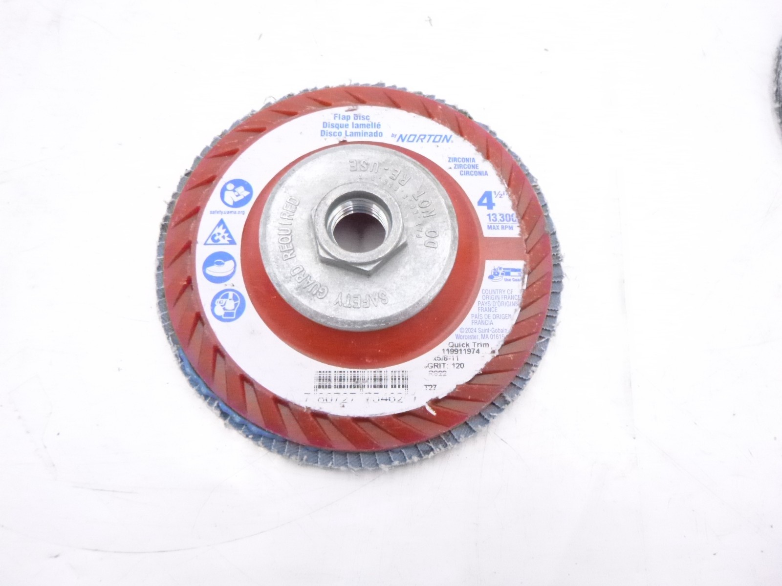 2 Pack Norton Flap Disc Type 27 4 1/2″ x 5/8″-11 120 Grit 13,300 RPM 119911974