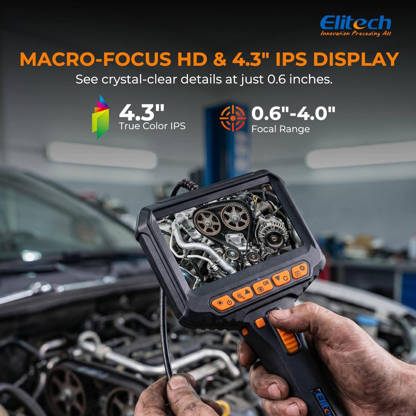 Elitech Articulating Borescope with Light, 6mm/0.24in Inspection Camera