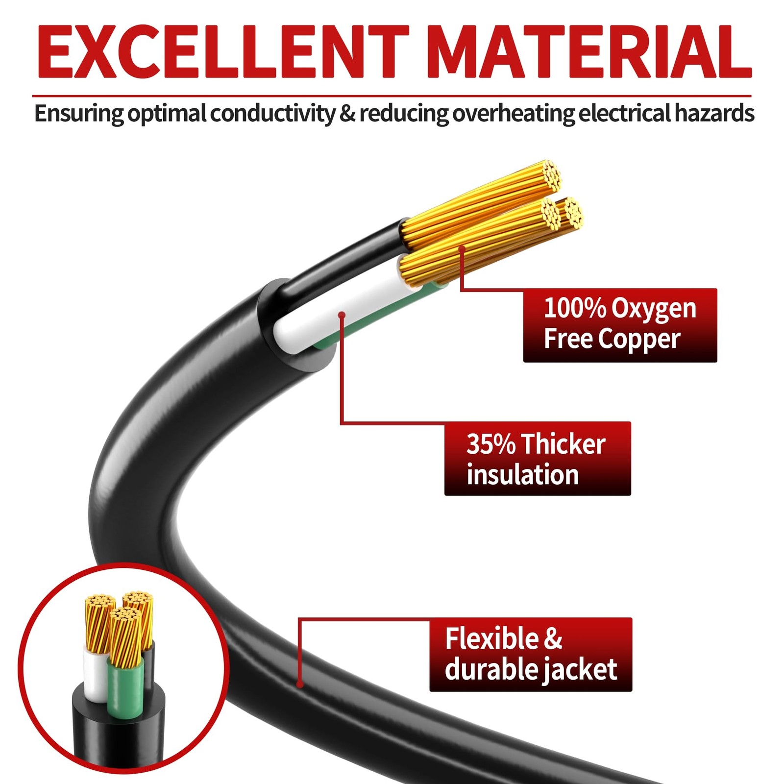 25 FT 10 Gauge Extension Cord Outdoor, Heavy Duty Weatherproof & Flame Retard…