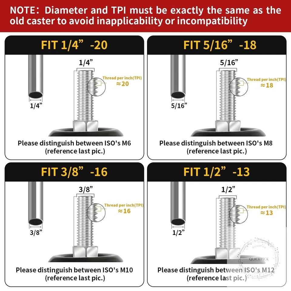 Swivel Caster Wheels 2 Inch Heavy Duty Threaded Stem Casters 3/8″-16×1 Set of 4