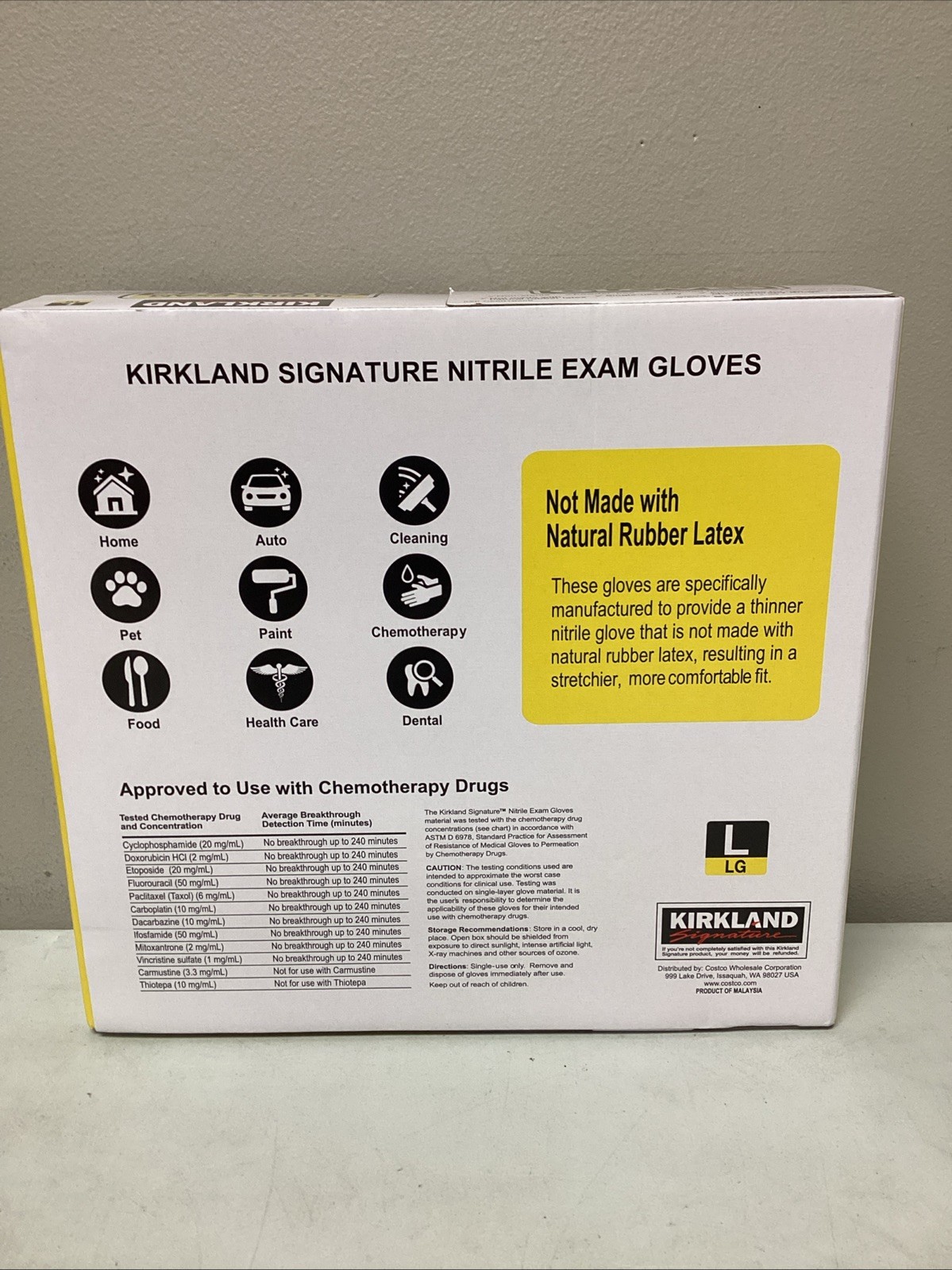 Kirkland Signature Nitrile Exam Multipurpose Gloves, Large – 400,( Count 2-200)