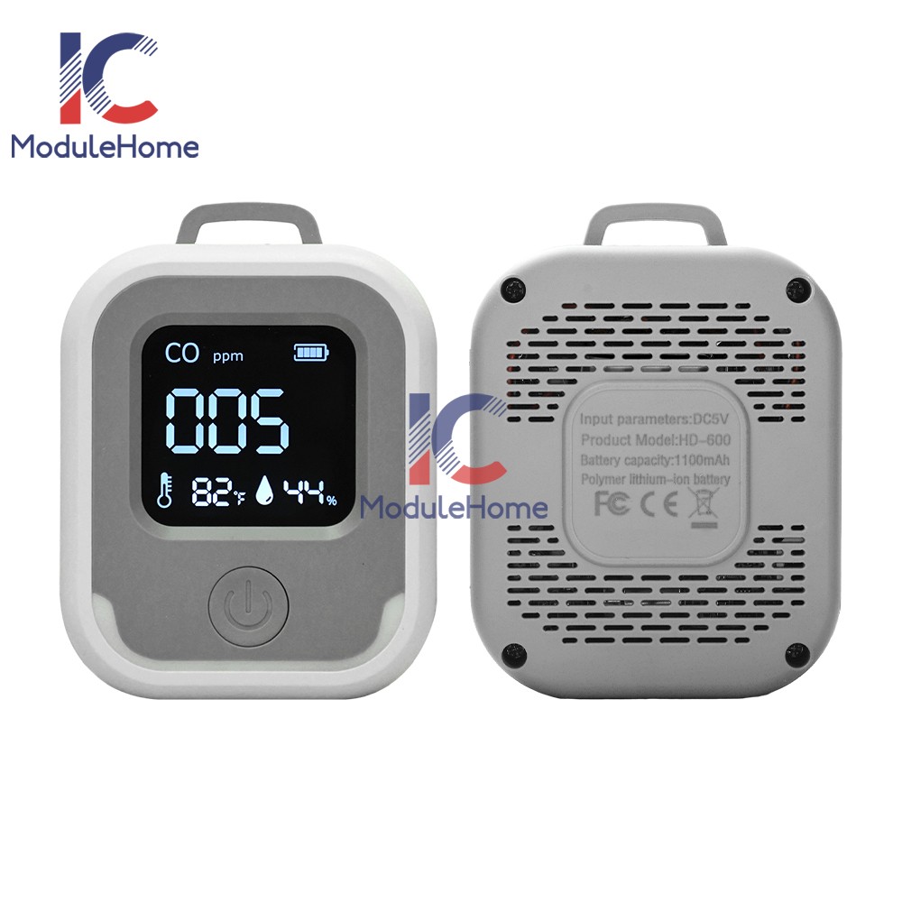 Air Quality Monitor 3-in-1 Carbon Monoxide Detector Temperature Humidity Alarm