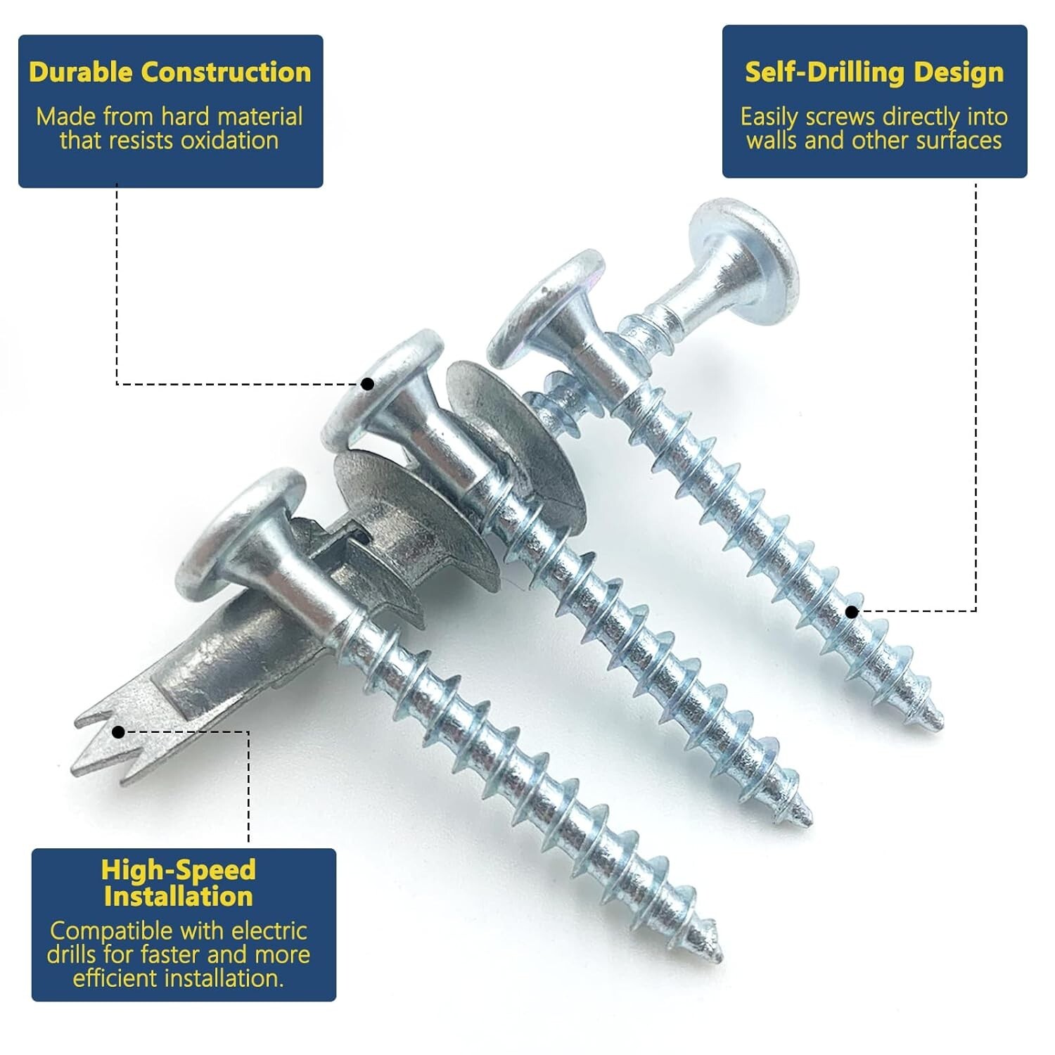 5/60PCS #8 Self-Drilling Drywall Anchors and Screws Kit Heavy Duty Wall Hanging