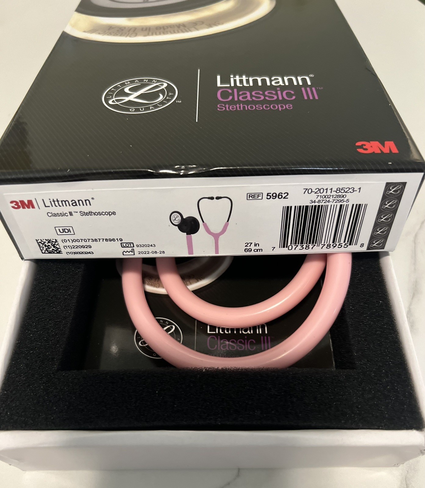 Cardiology Classic III Pink Pearl Pink Black ChestPiece Monitoring Stethoscope