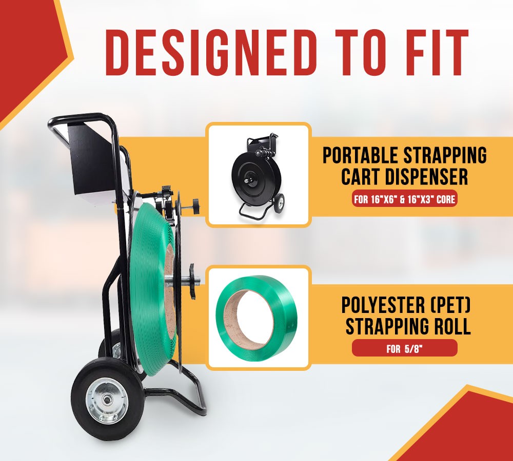 Steel Strapping Dispenser Cart Kit Polypropylene Coils 4000′ x 5/8″ x 0.035″
