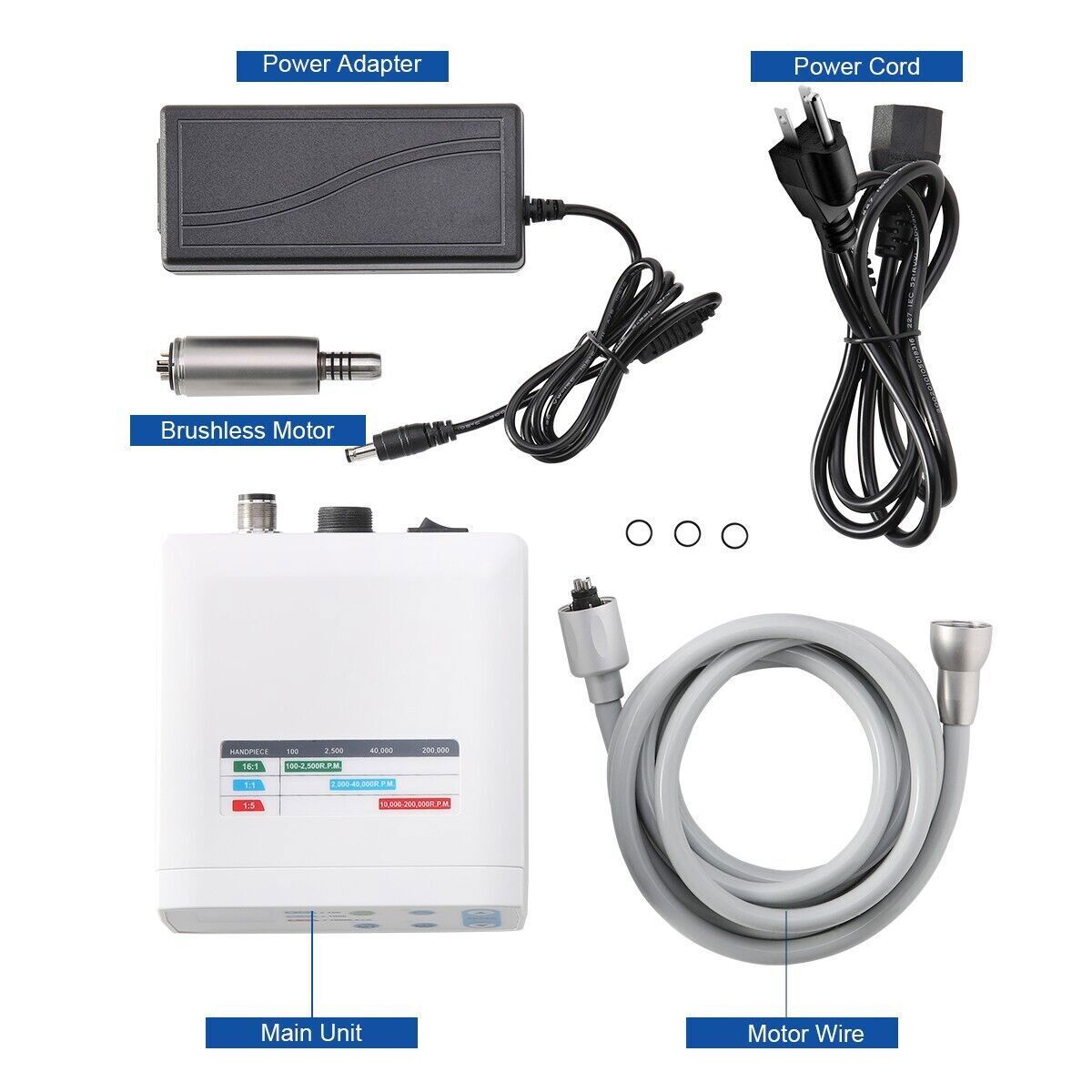 Dental LED Brushless Micromotor E-Type 1:1/1:5/16:1 2000-40000rpm Lab