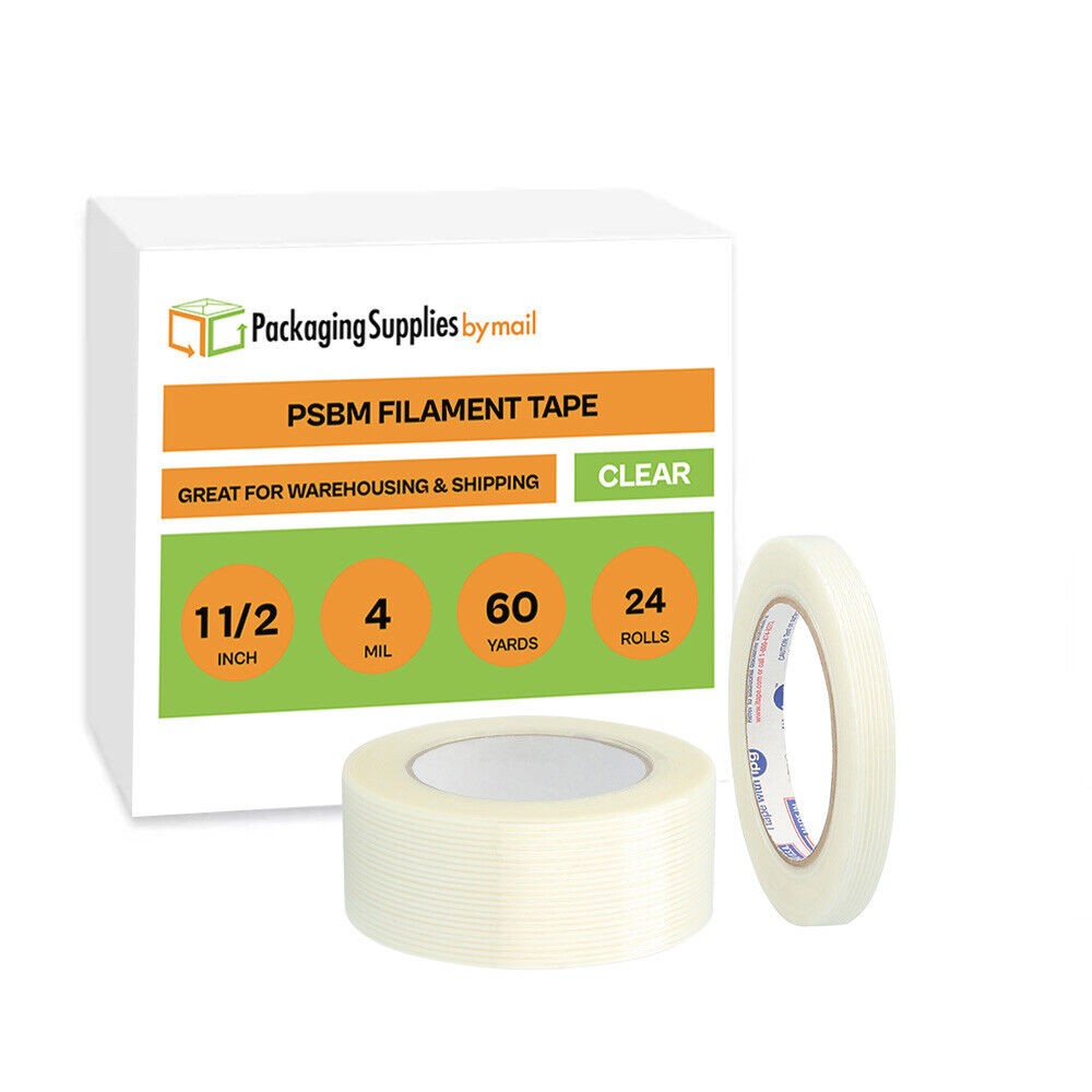 24 Rolls Fiberglass Economy Grade Filament Tape – 1 1/2″ x 60 Yards, 4 Mil