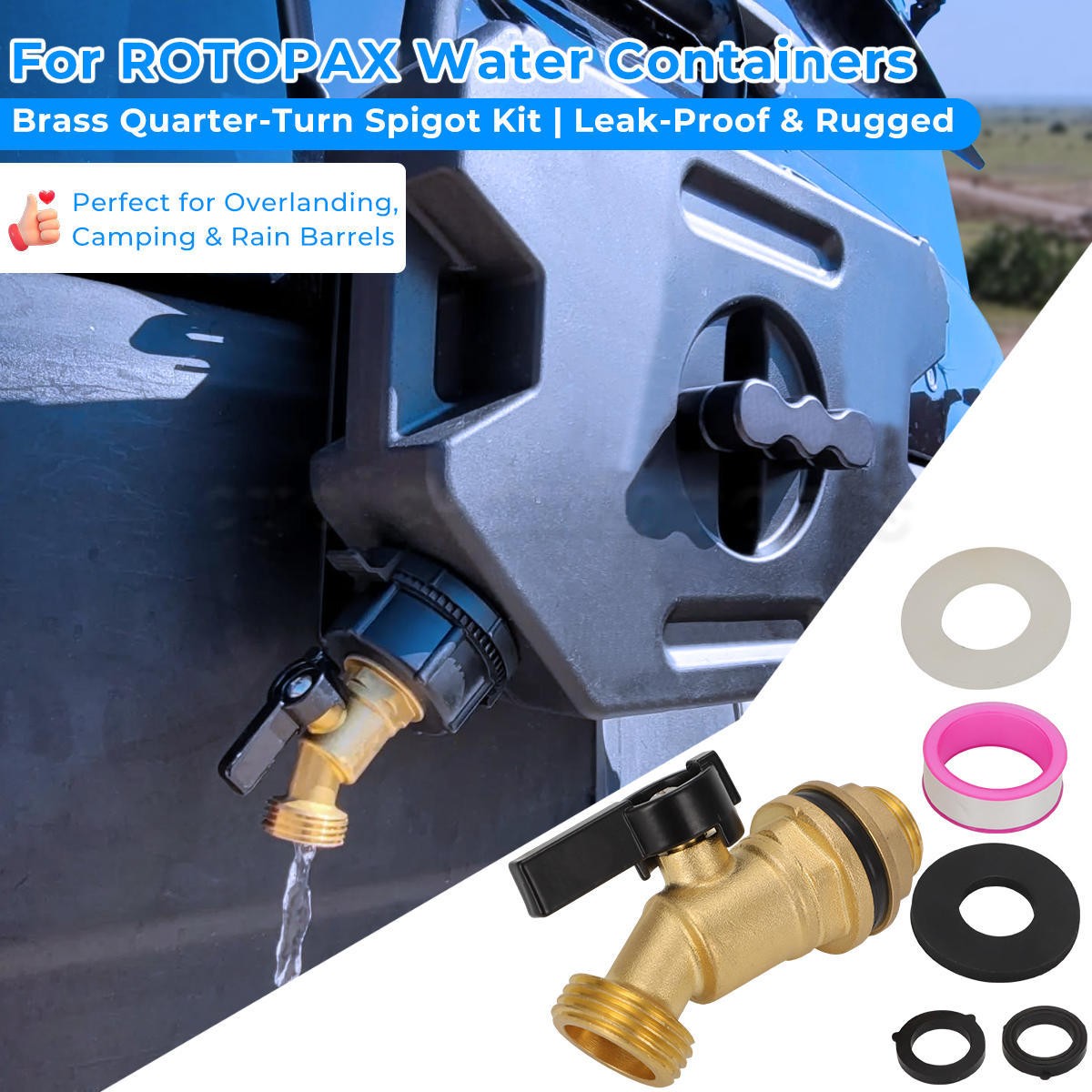 For ROTOPAX Water Containers – Brass Water Container Turn Spigot Kit