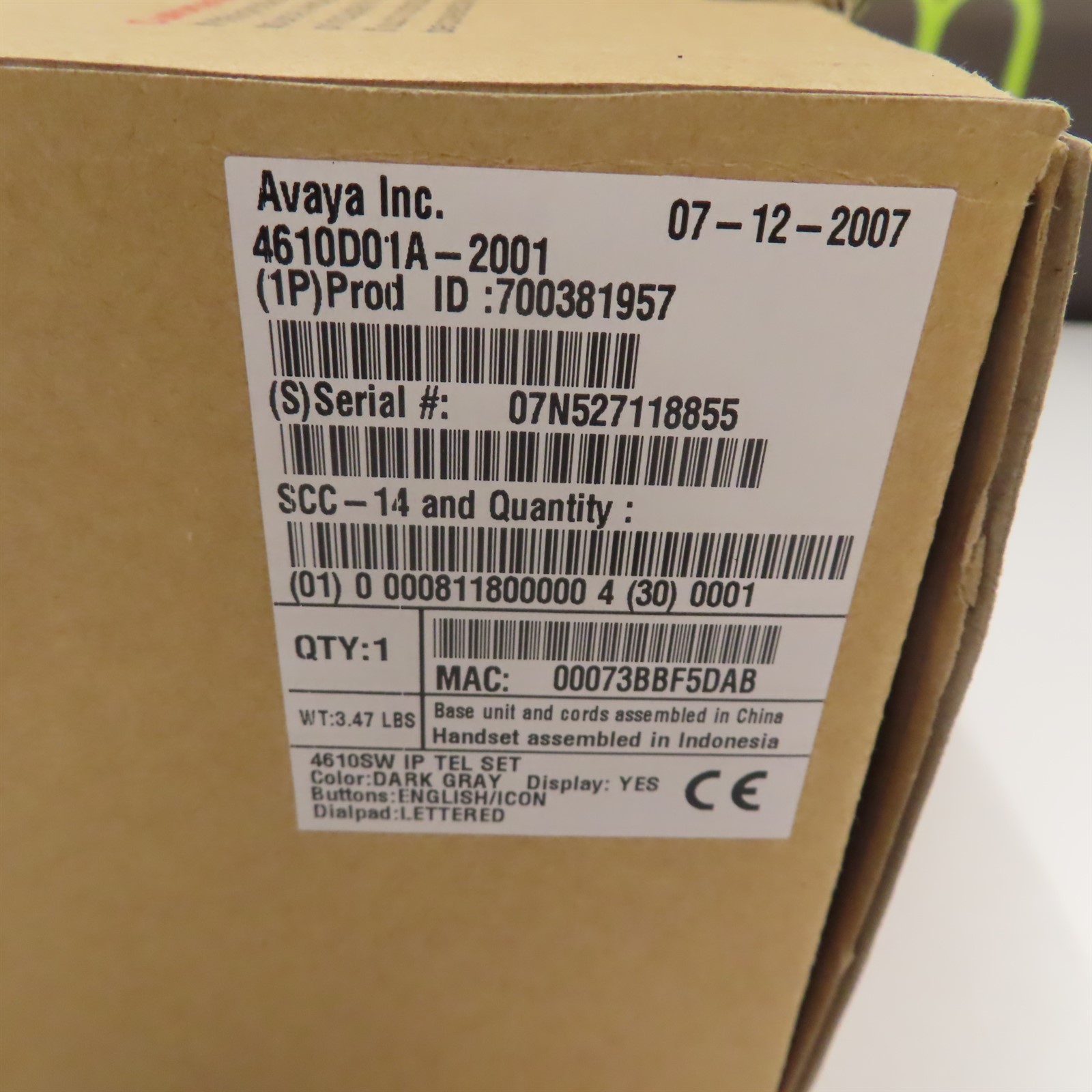 Avaya 4610SW IP 4610D01A-2001 VoIP Gray Office Display IP Phone New