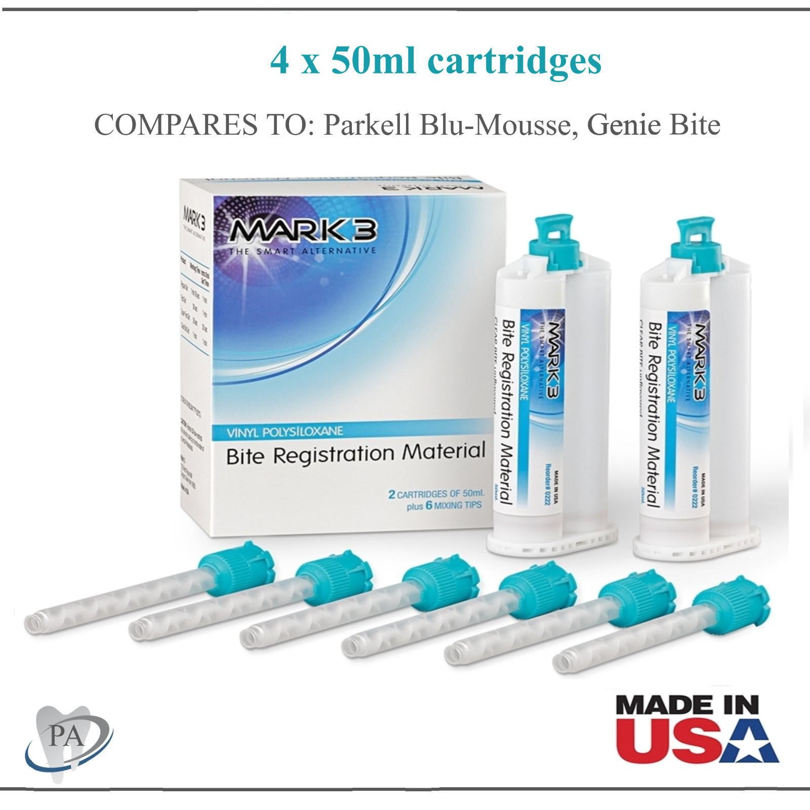 MARK3 Bite Registration Material Super FAST Set or REGULAR Set, 50 ml cartridges