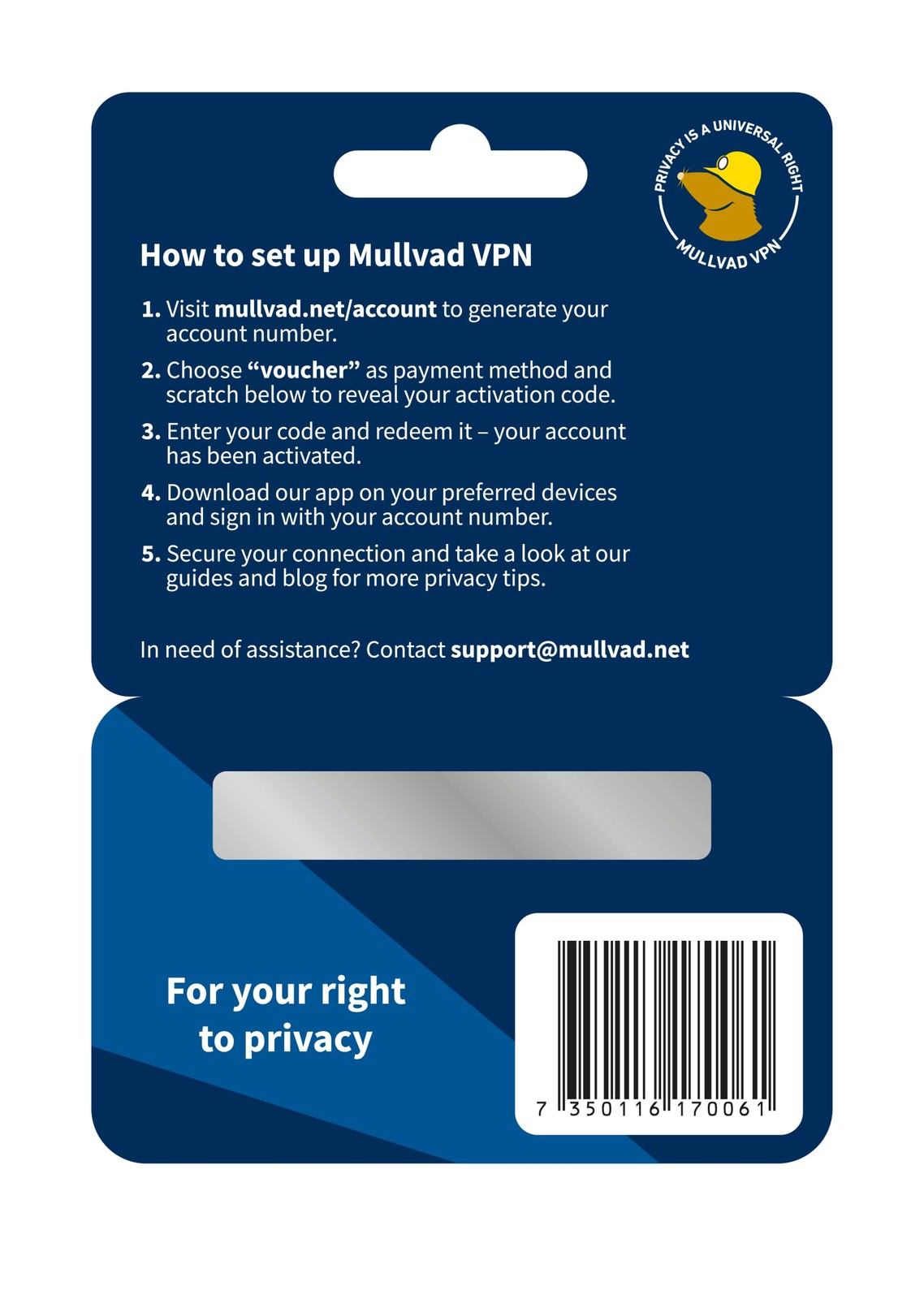 Mullvad VPN | 6 Months for 5 Devices | Protect Your Privacy 6 Months, Blue