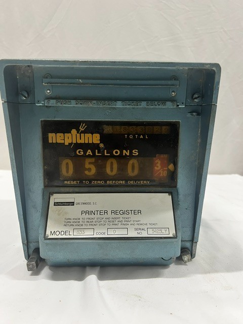 Neptune 833 Propane LP Gas Meter Printer Register Schlumberger Gallons Vintage