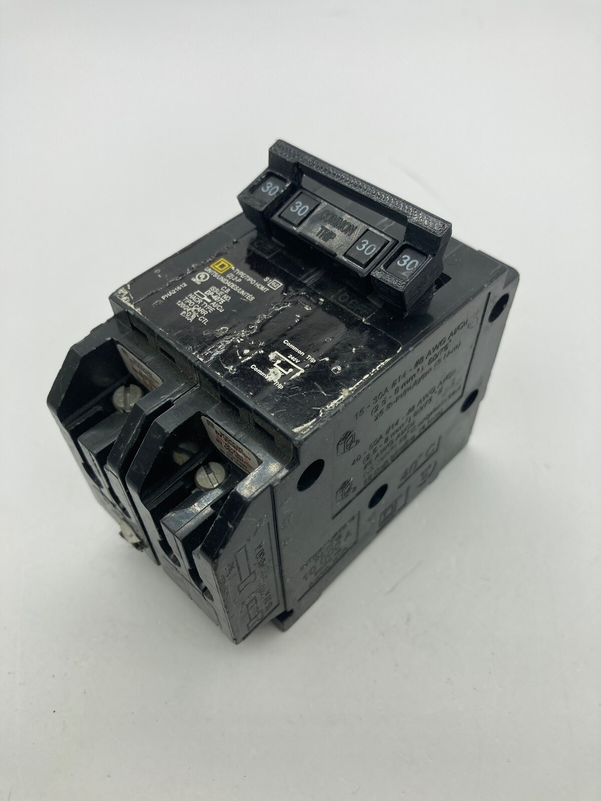 Homeline HOMT230230 Quad 2 2 Pole 30 Amp 120 240V Plug In Tandem Circuit Breaker