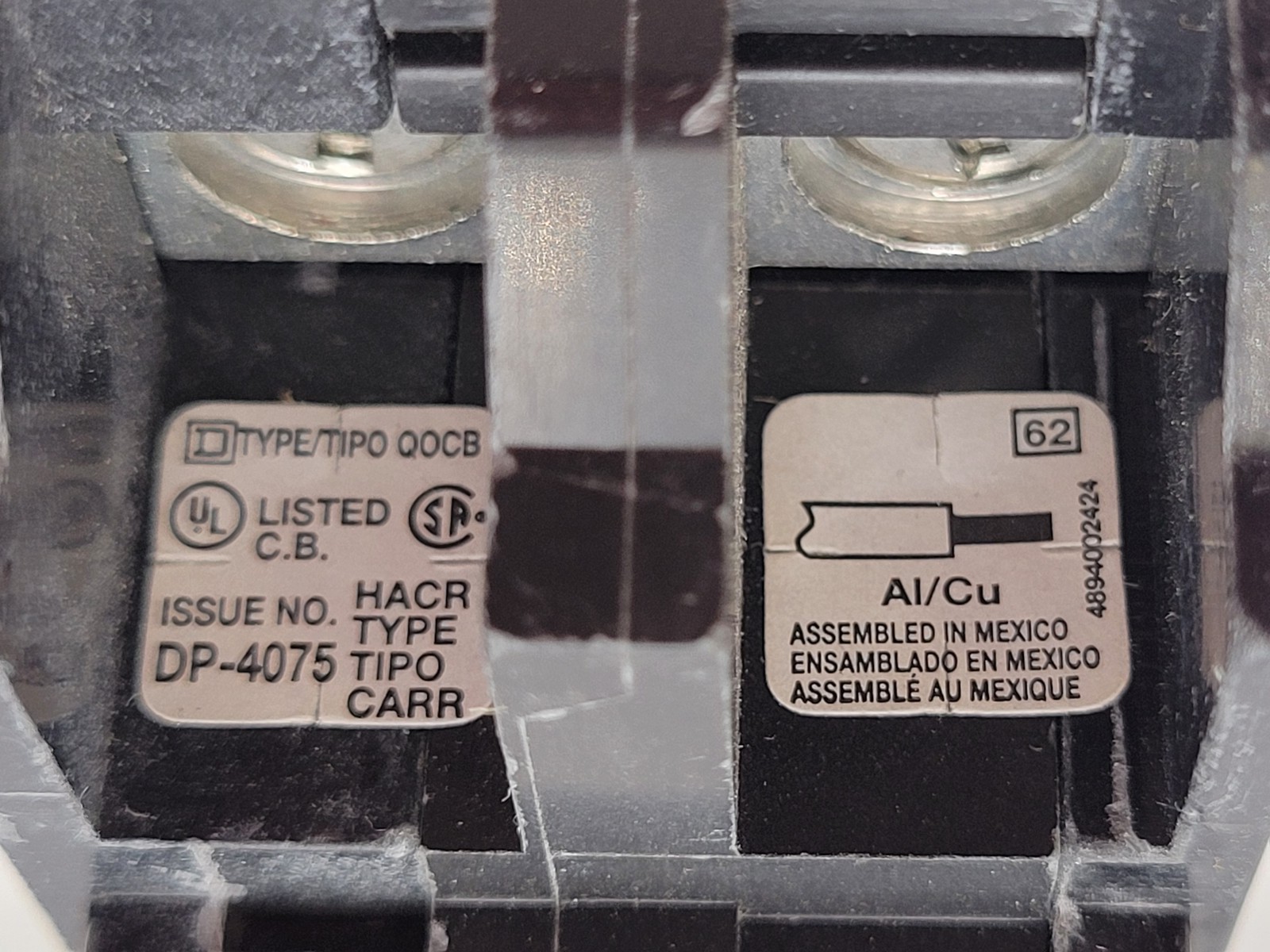 Square D QOB2125VH Bolt-On Circuit Breaker 125A 120/240V 2P 1PH QOB 22kA