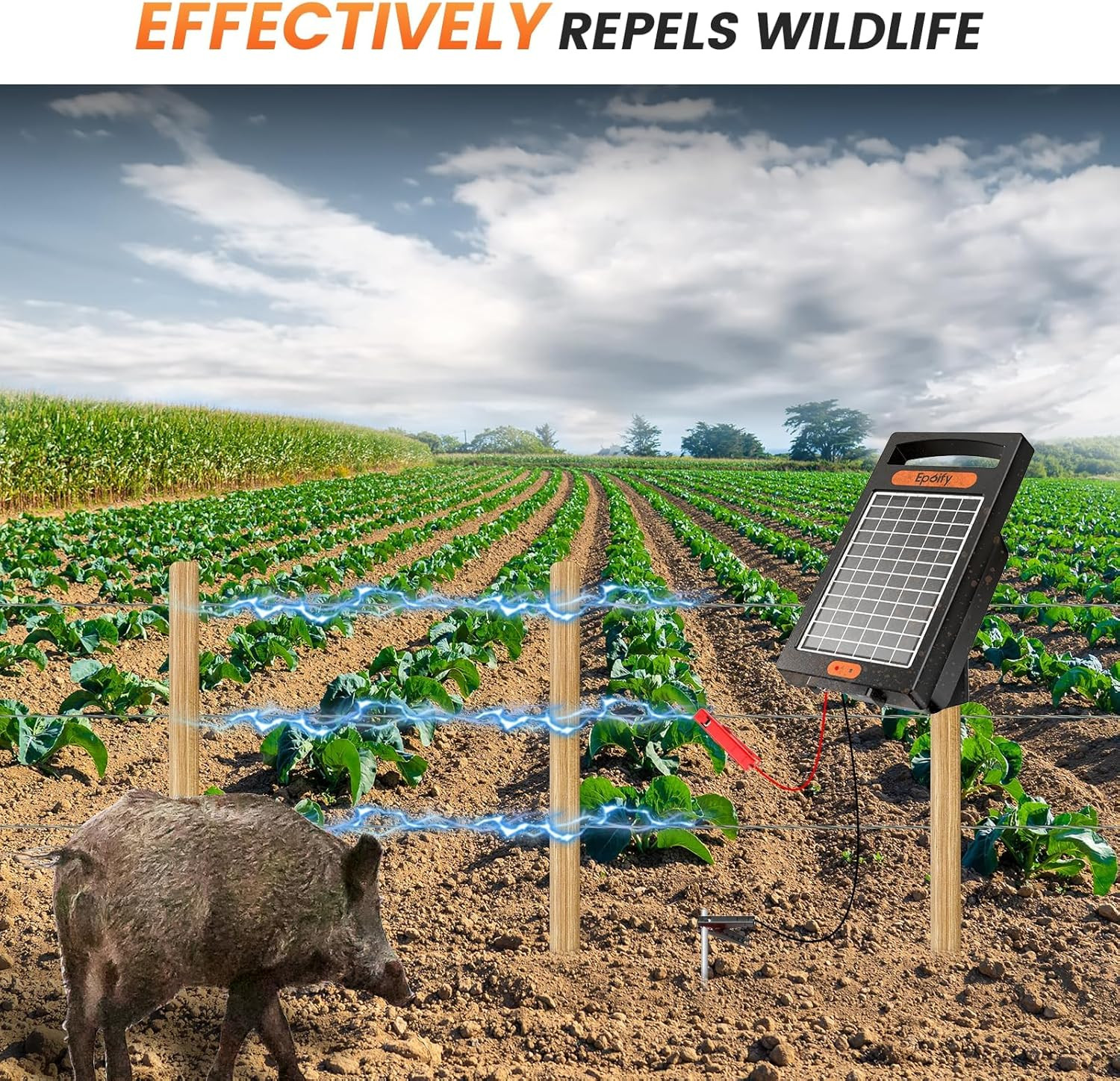 Solar Electric Fence Charger 10 Miles 10200V Livestock Fence Energizer