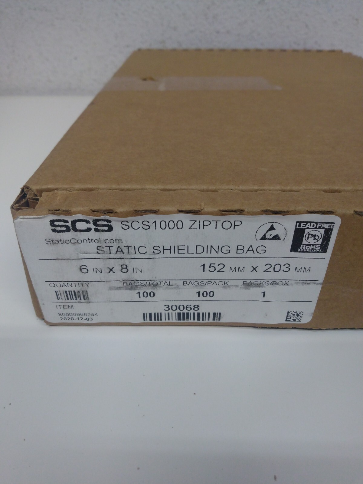 SCS1000 6″ x 8″ Static Shielding Bag ZIP Lot of 100 Bags Lead Free SCS