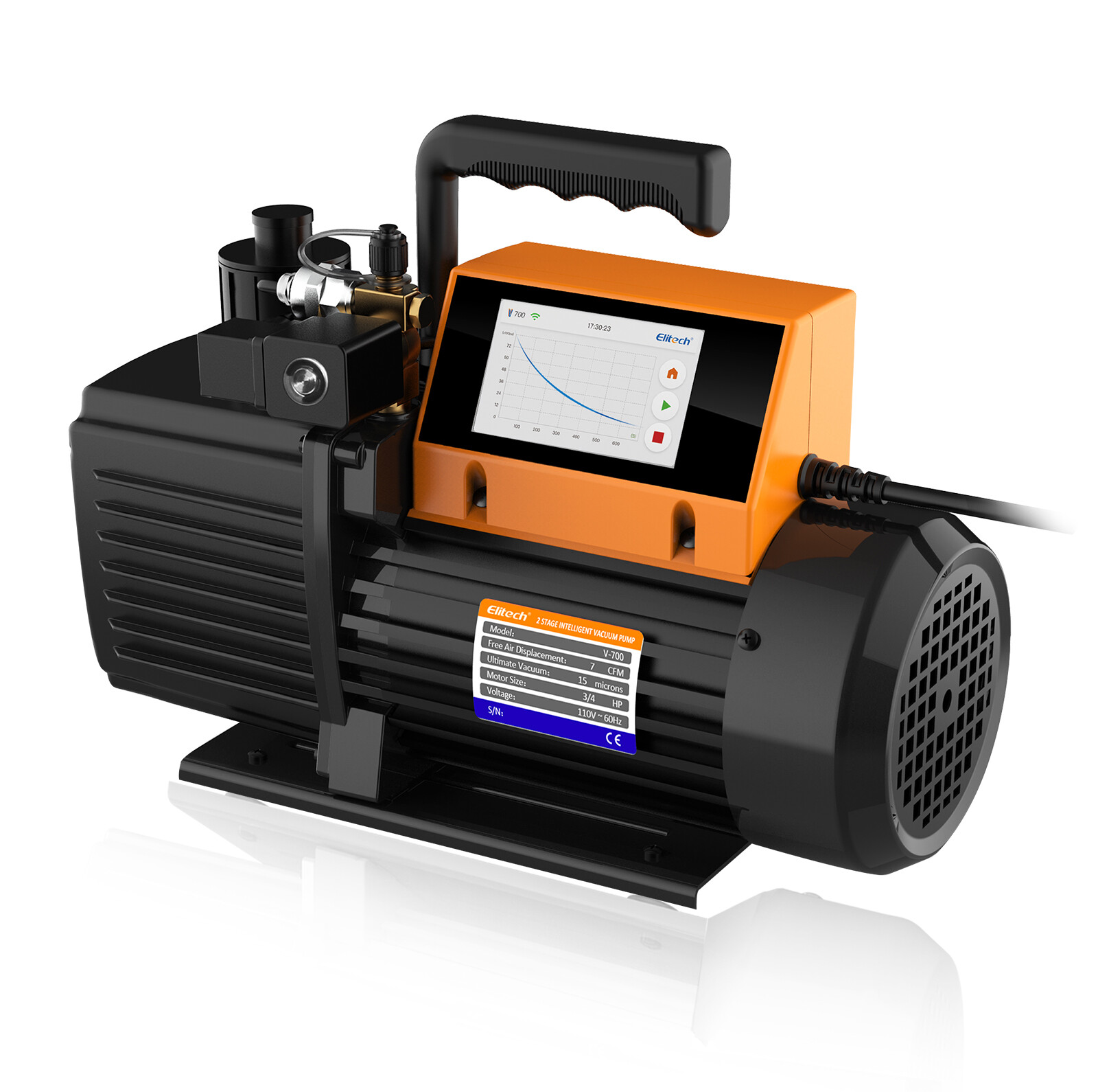 Elitech Vacuum Pump 2 Stage Intelligent HVAC Refrigerant Recharging Touch Screen