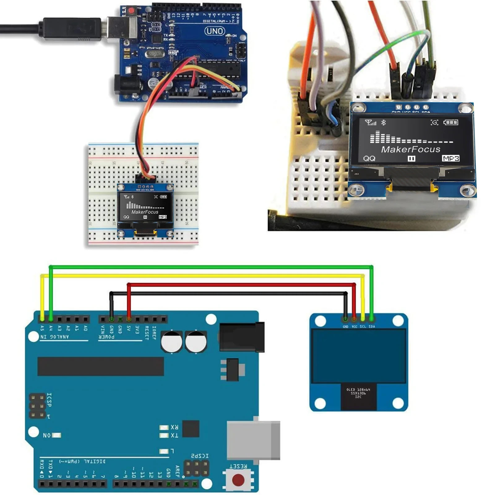 Makerfocus OLED for I2C PiSCSI Raspberry Pi 128×32 128×64
