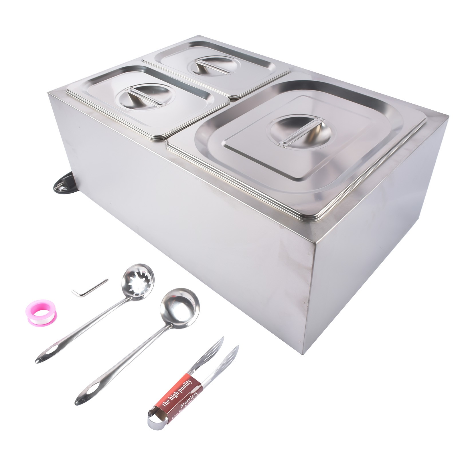 1200W 110V Electric Stainless Steel Steam Food Warmer 30-85°C/86-185°F 1-6 PAN