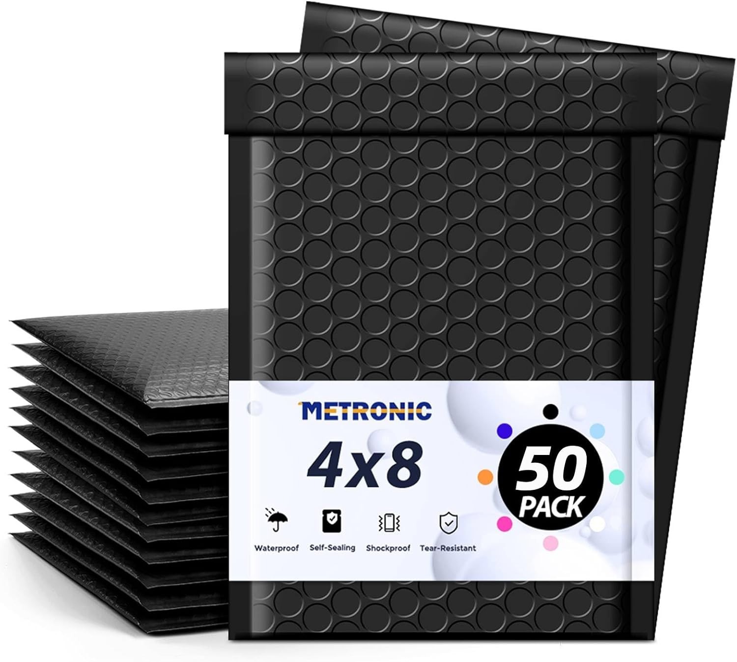 Bubble Mailers 4×8 Inch 50 Pack Black Bubble Mailer Usable Size 4×7 Waterproo…