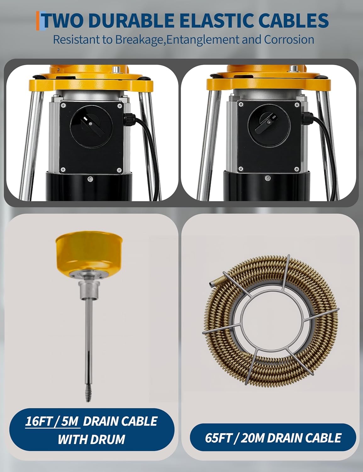GRAVEE 66FTx 5/8″ Portable Drain Cleaning Machine Auto Feed Electric Sewer Snake