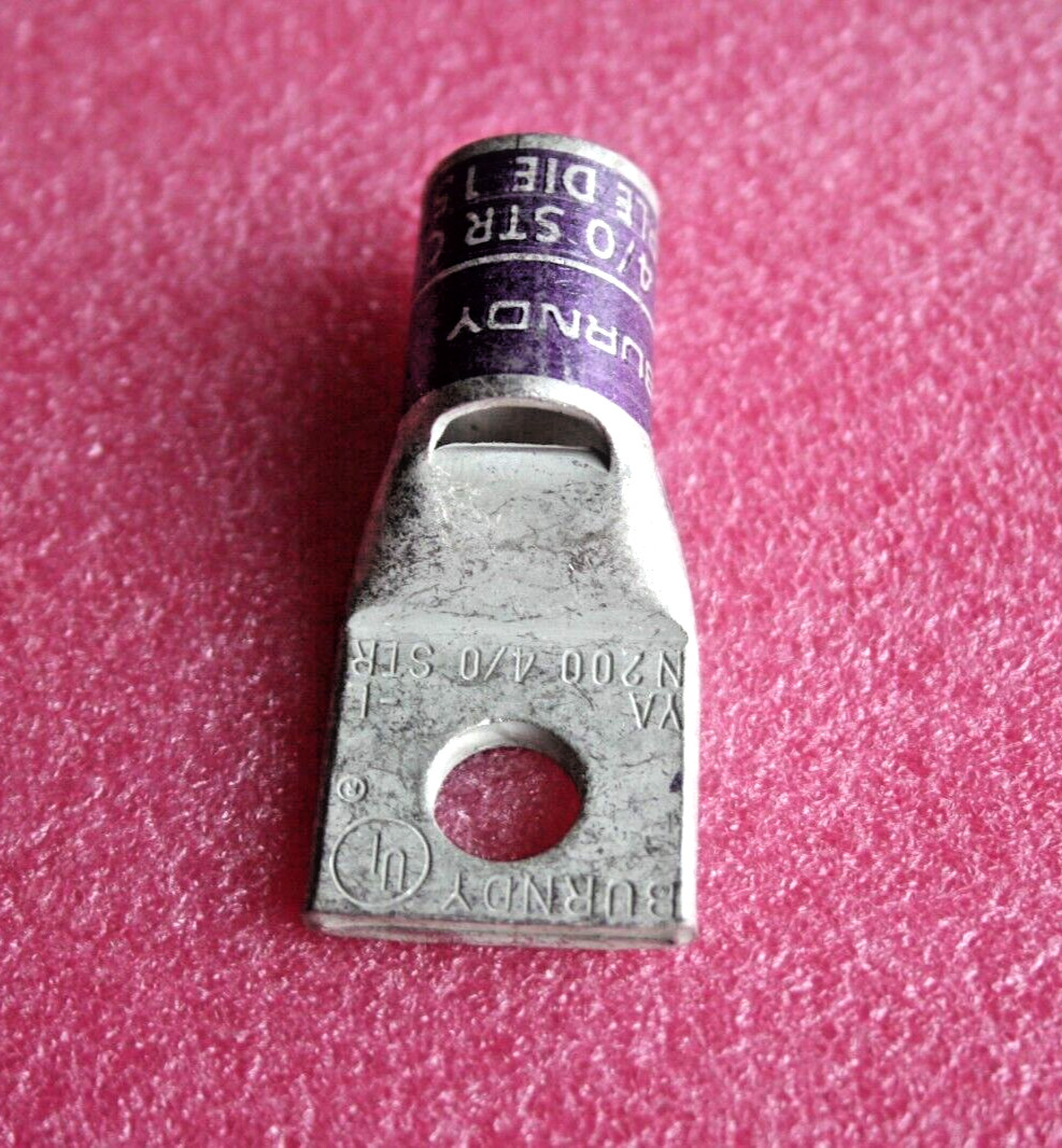BURNDY YA-L N200 4/0 STR CU, Purple Die 15, 1 Hole Compression Terminal, 20 Pack