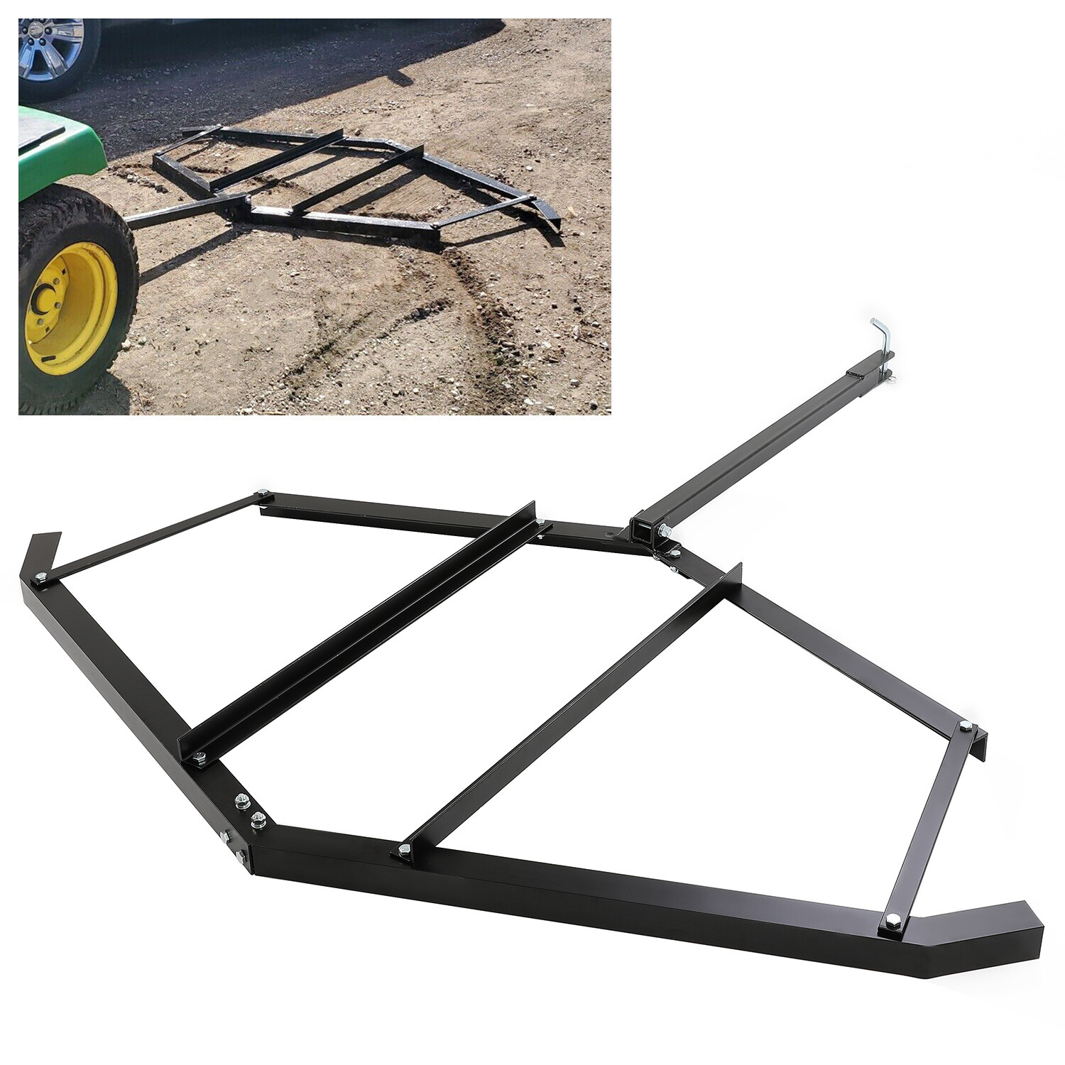 Driveway Drag Tow Behind Drag Harrow 72” Width, Steel Gravel Grader For ATV,UTV