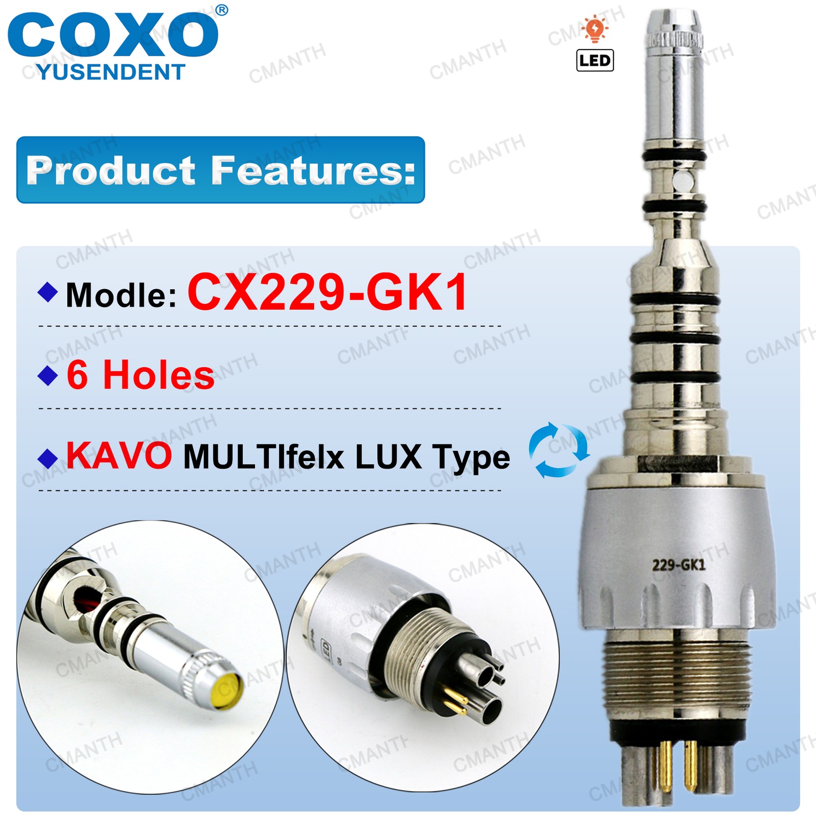 COXO Dental Fiber Optic Turbine High Speed Handpiece For KAVO MULTIflex Coupler