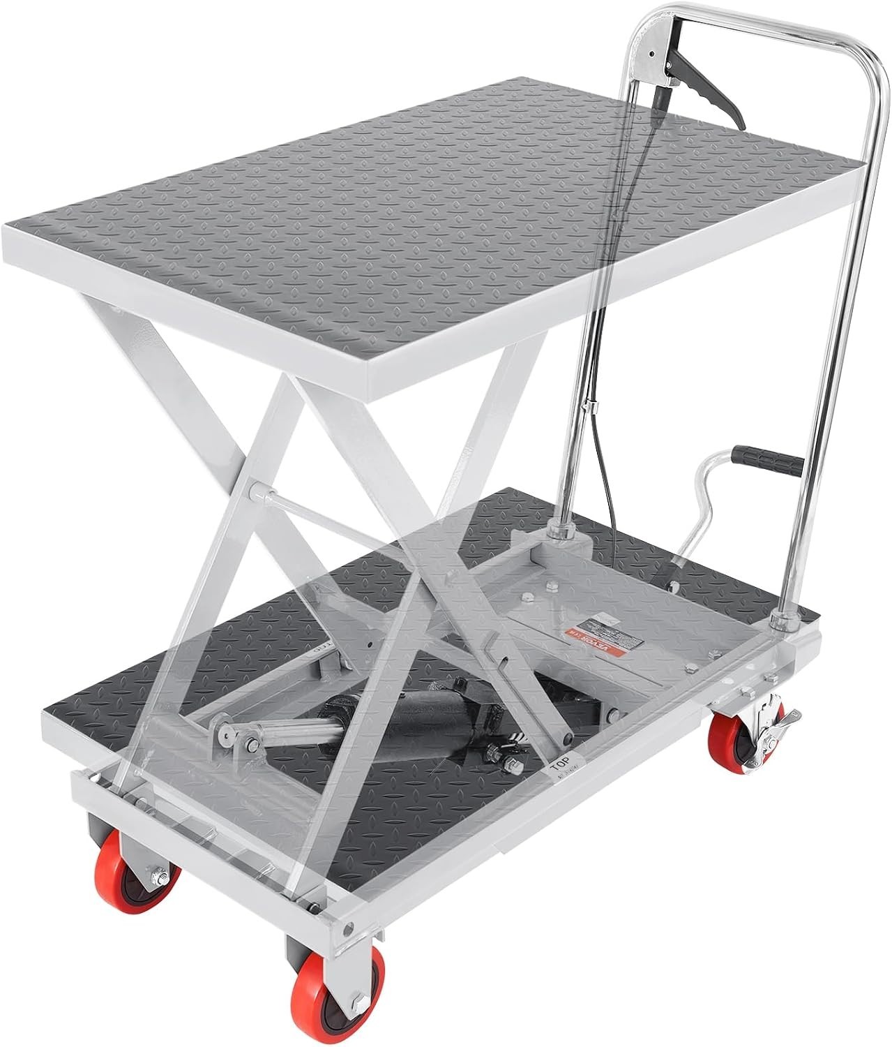 500 lbs Hydraulic Lift Table Cart – 28.5 Inch Manual Scissor Lift with Wheels