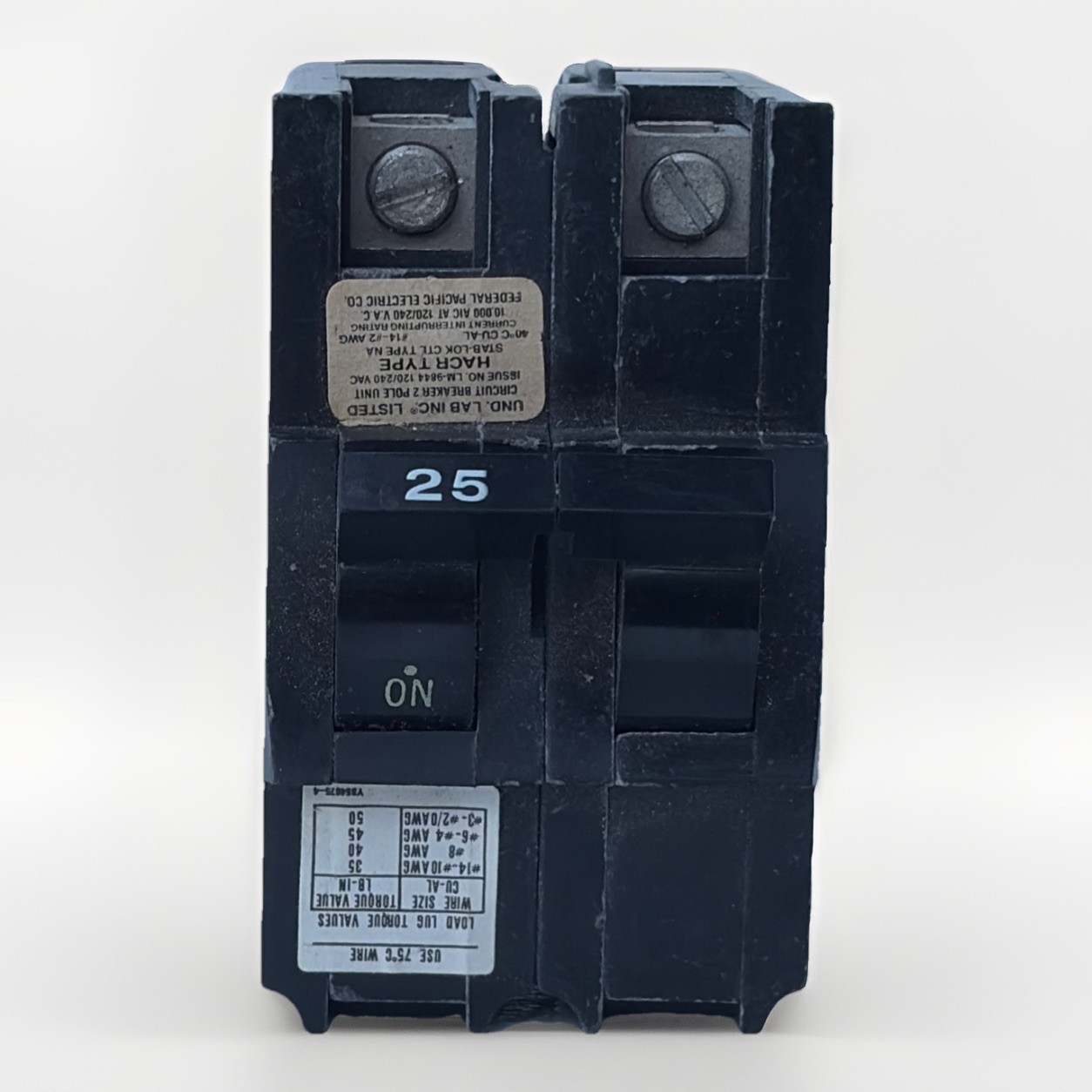FPE Federal Pacific NA225 25 Amp 2 Pole NA225 2PNA25 Stab Lok Breaker Thick NA