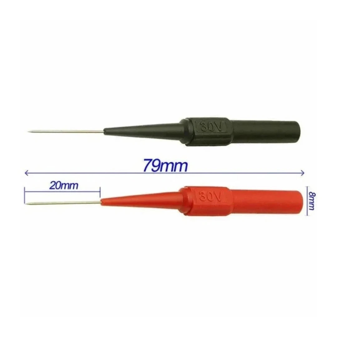 10PCS Multimeter Test Lead Back Piercing Needle Tip Probe Kit 4mm Banana Plug