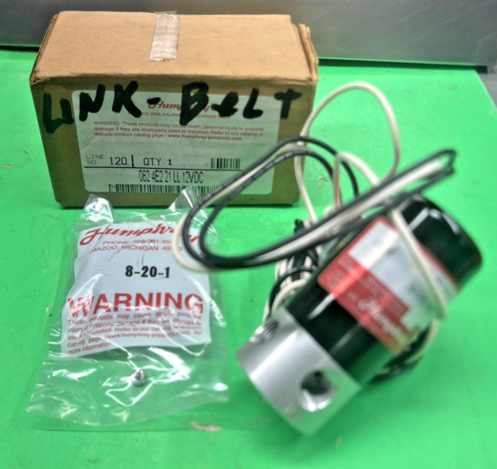 NEW HUMPHREY 062-4E2-21-LL DIRECTIONAL SOLENOID VALVE 12VDC 7.4W 30-125PSI⚡FS⚡