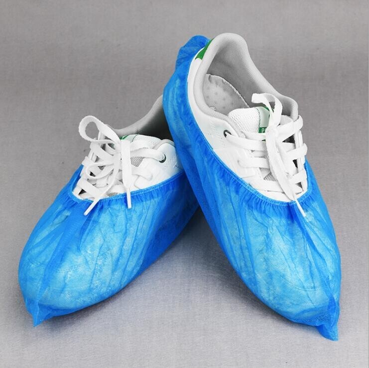 TECHTONGDA Blue Color Disposable Non-woven Shoe Covers 100pcs Non-Slip