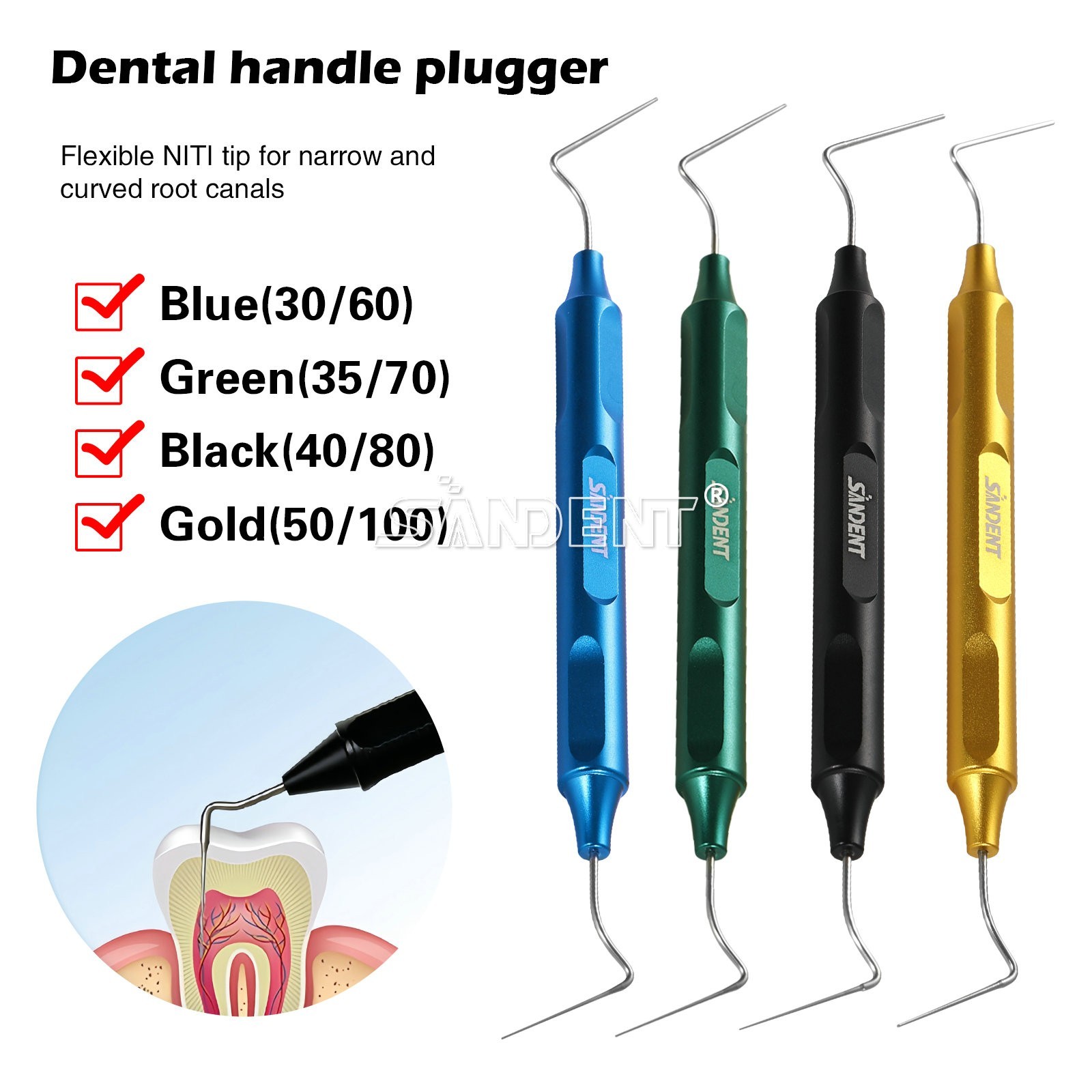 Nickel-Titanium Endo Buchanan Dental Fit Heat Pluggers Fill Obturation Tips USA