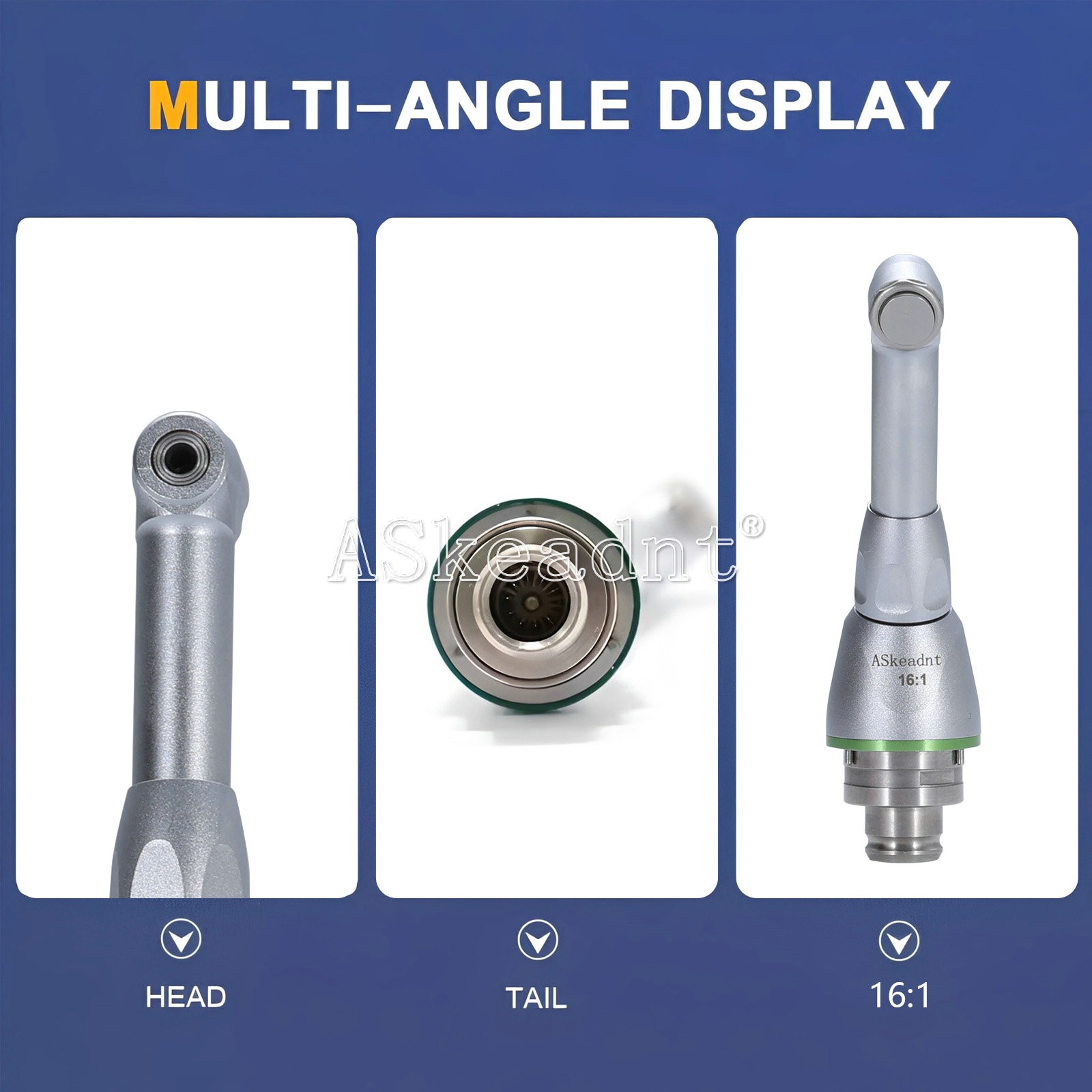 Dental 16:1 Reduction Contra Angle Head for Endodontic Motor Handpiece Push