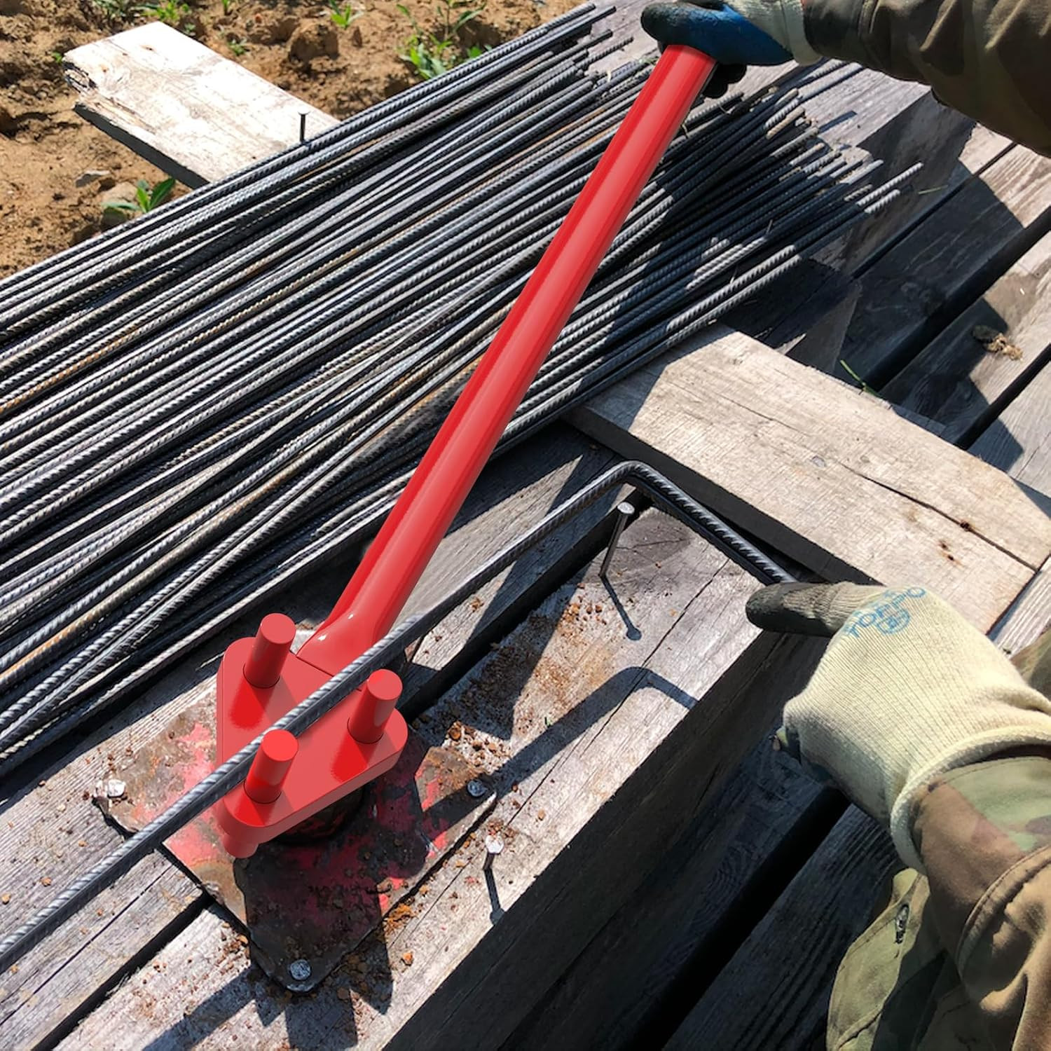 Manual Rebar Bender for 5/8″ Bars – Hand Operated Metal Bending Tool with Revers